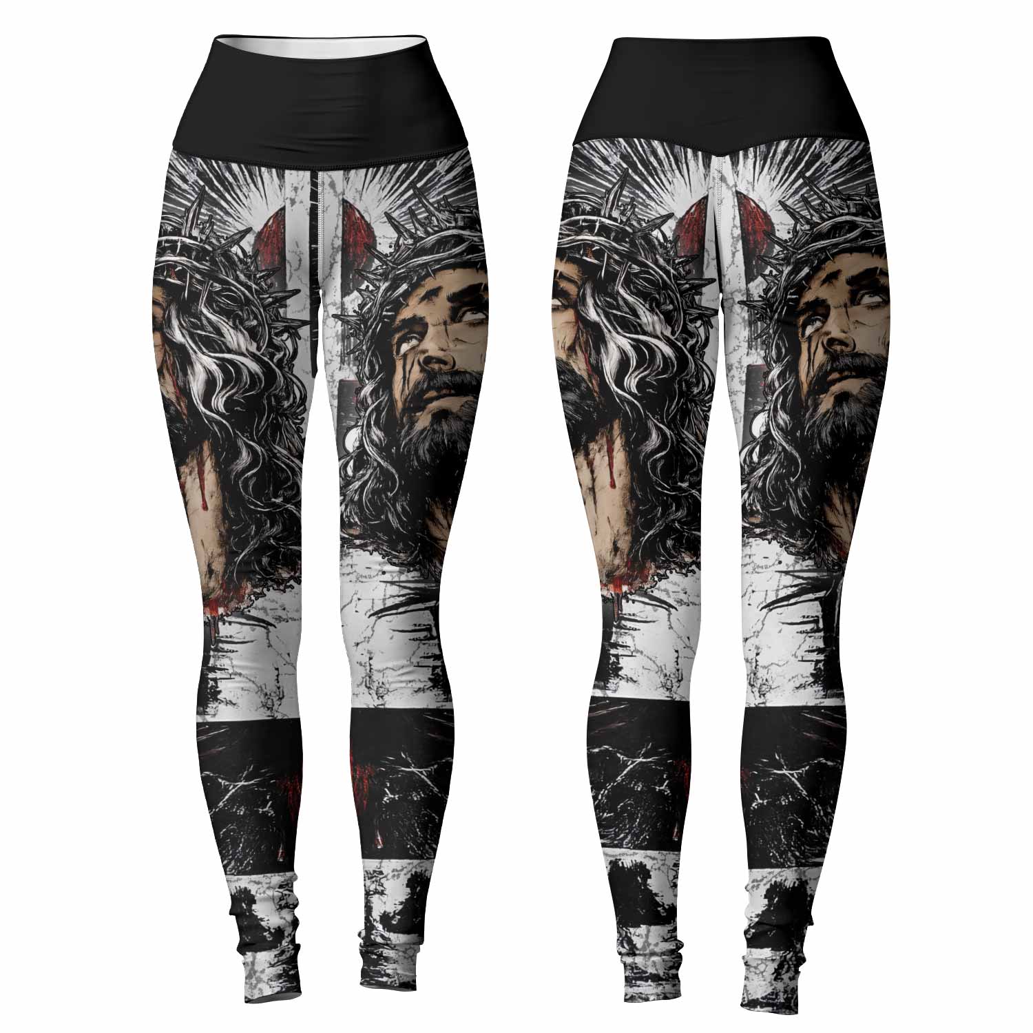 Man of Sorrows Women's Leggings - front and back view