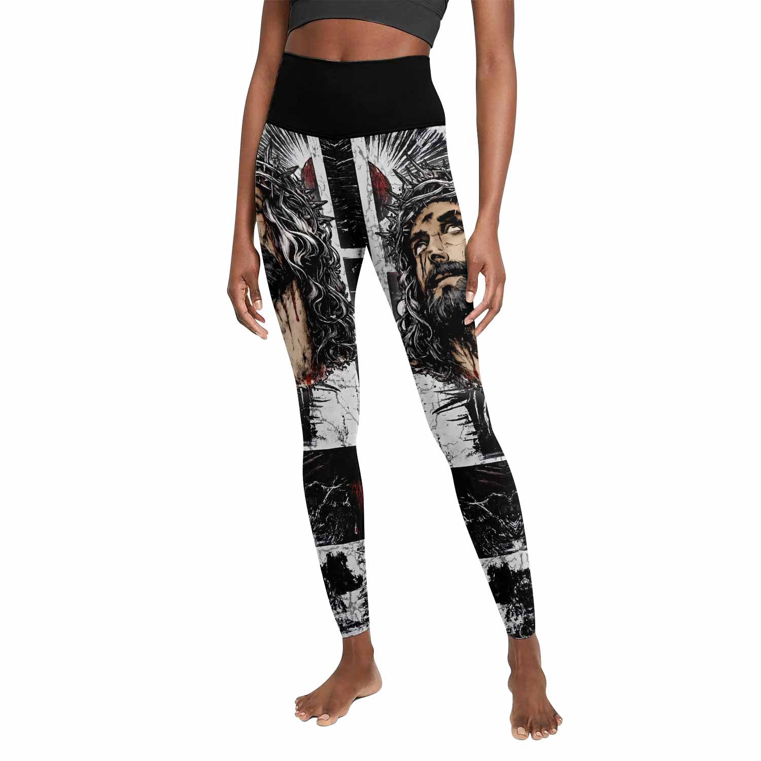 Man of Sorrows Women's Leggings - front view mockup