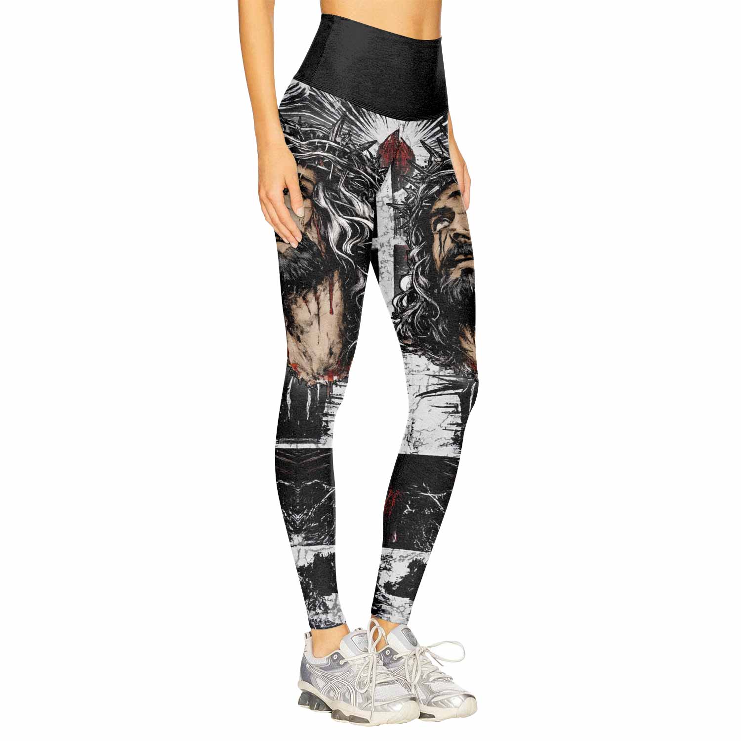 Man of Sorrows Women's Leggings - right side mockup