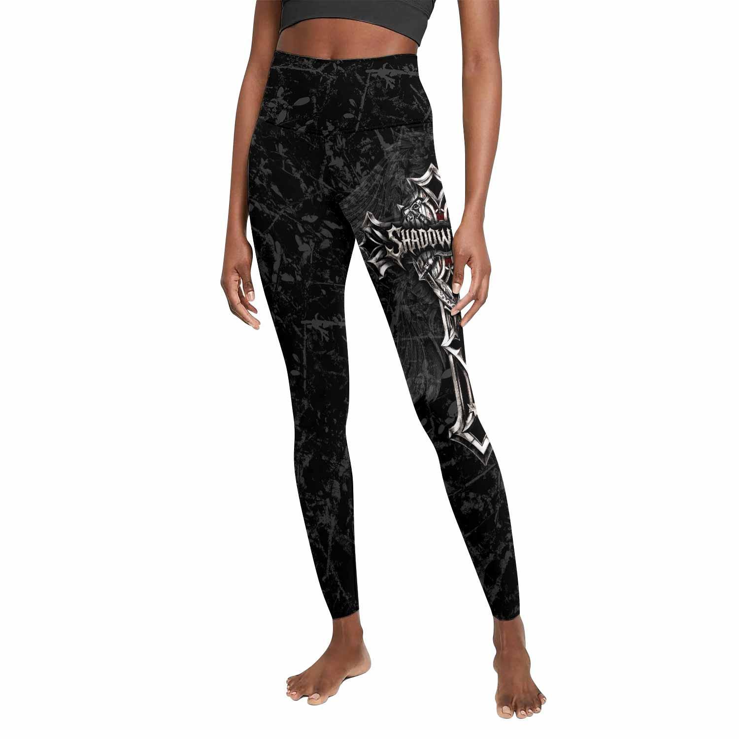 Crown of Thorns Cross Women's Leggings - front view mockup