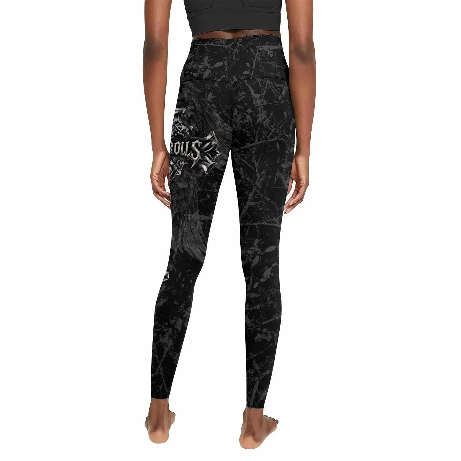 Crown of Thorns Cross Women's Leggings - back view mockup