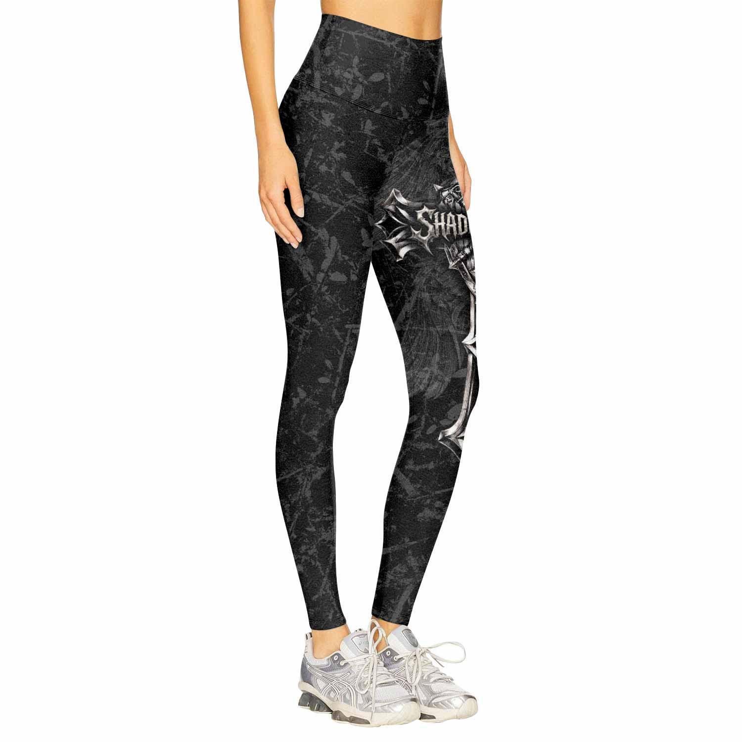 Crown of Thorns Cross Women's Leggings - right side mockup