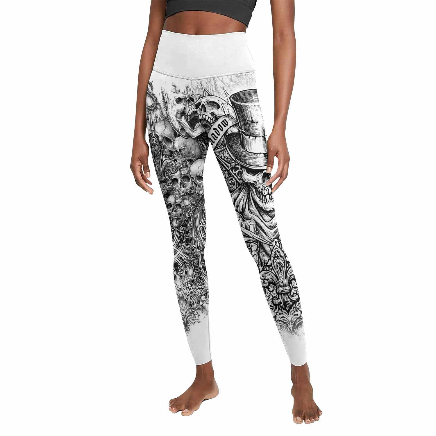 Memento Mori Skull Women's Leggings - front view mockup