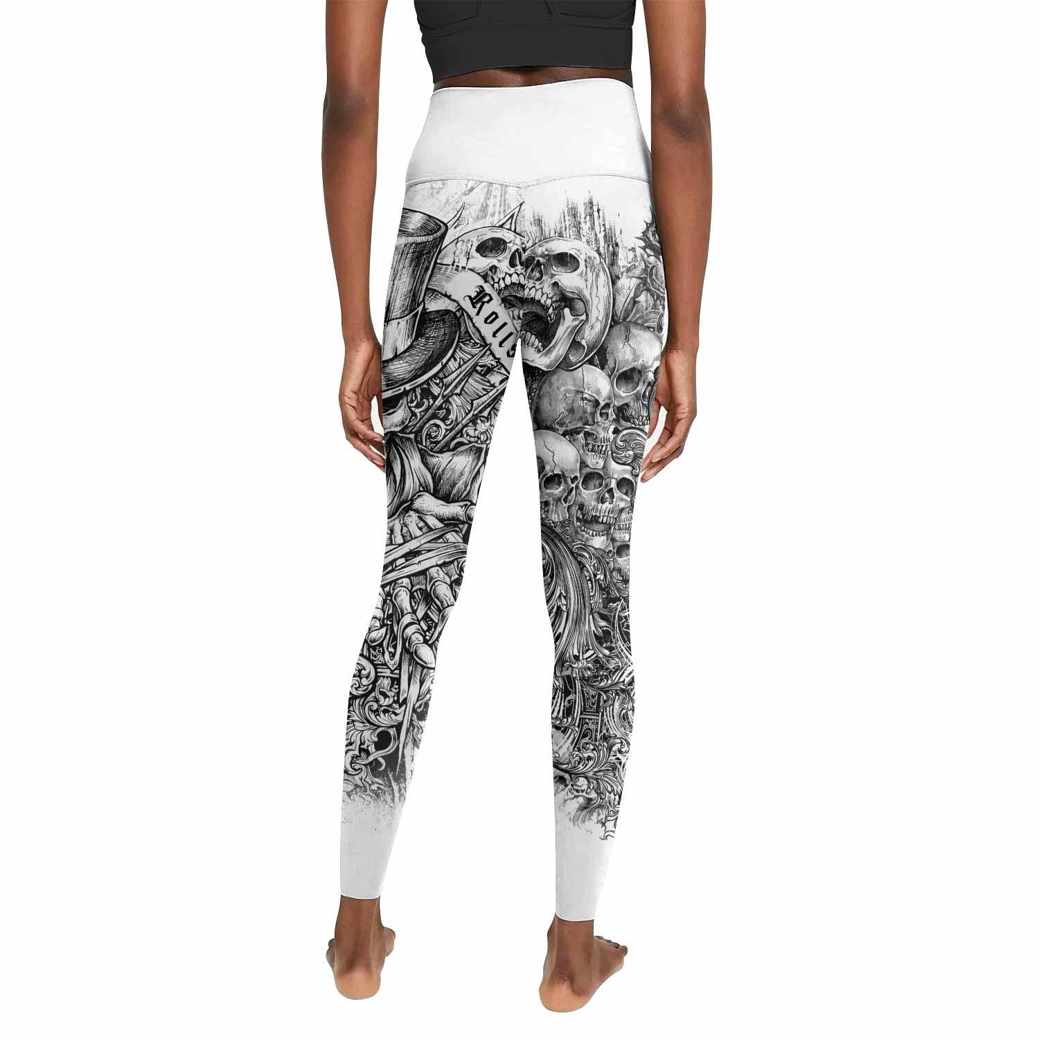 Memento Mori Skull Women's Leggings - back view mockup