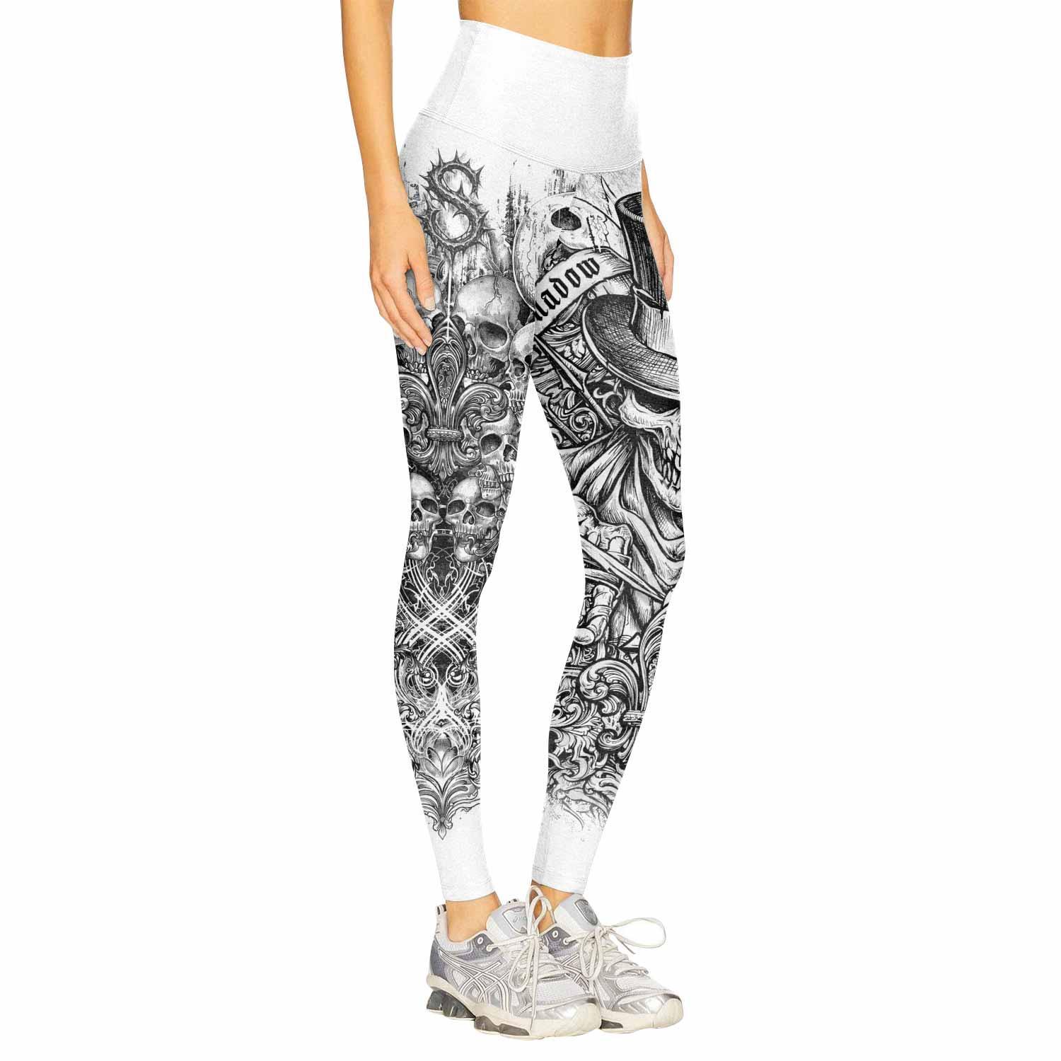 Memento Mori Skull Women's Leggings - right side mockup