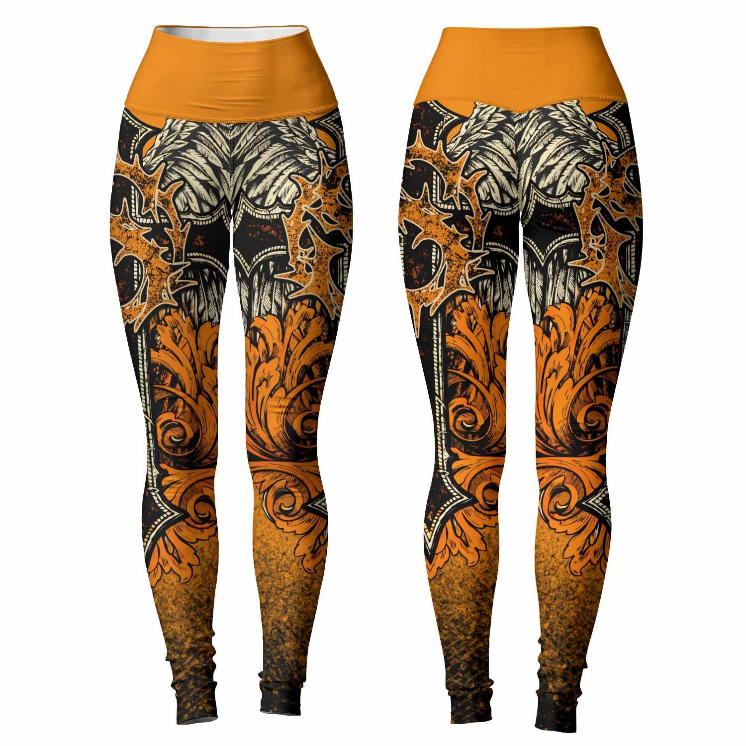 Faith Over Fear Crown Cross Women's Leggings - front and back view