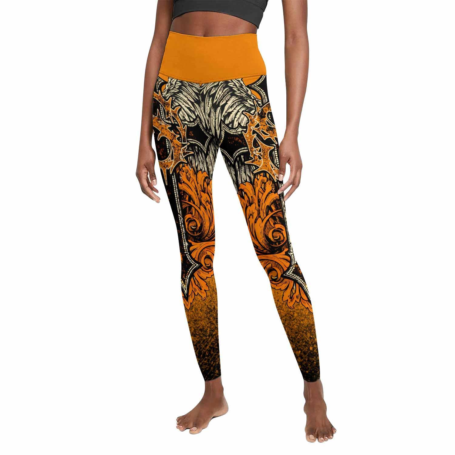Faith Over Fear Crown Cross Women's Leggings - front view mockup