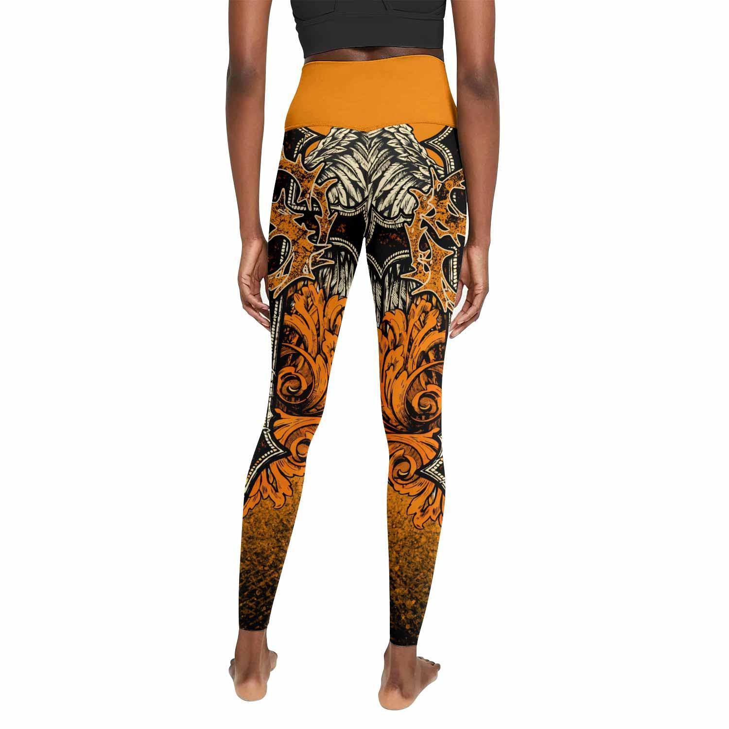 Faith Over Fear Crown Cross Women's Leggings - back view mockup