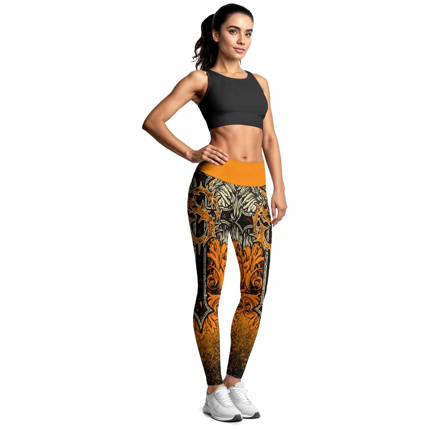 Faith Over Fear Crown Cross Women's Leggings - lifestyle view