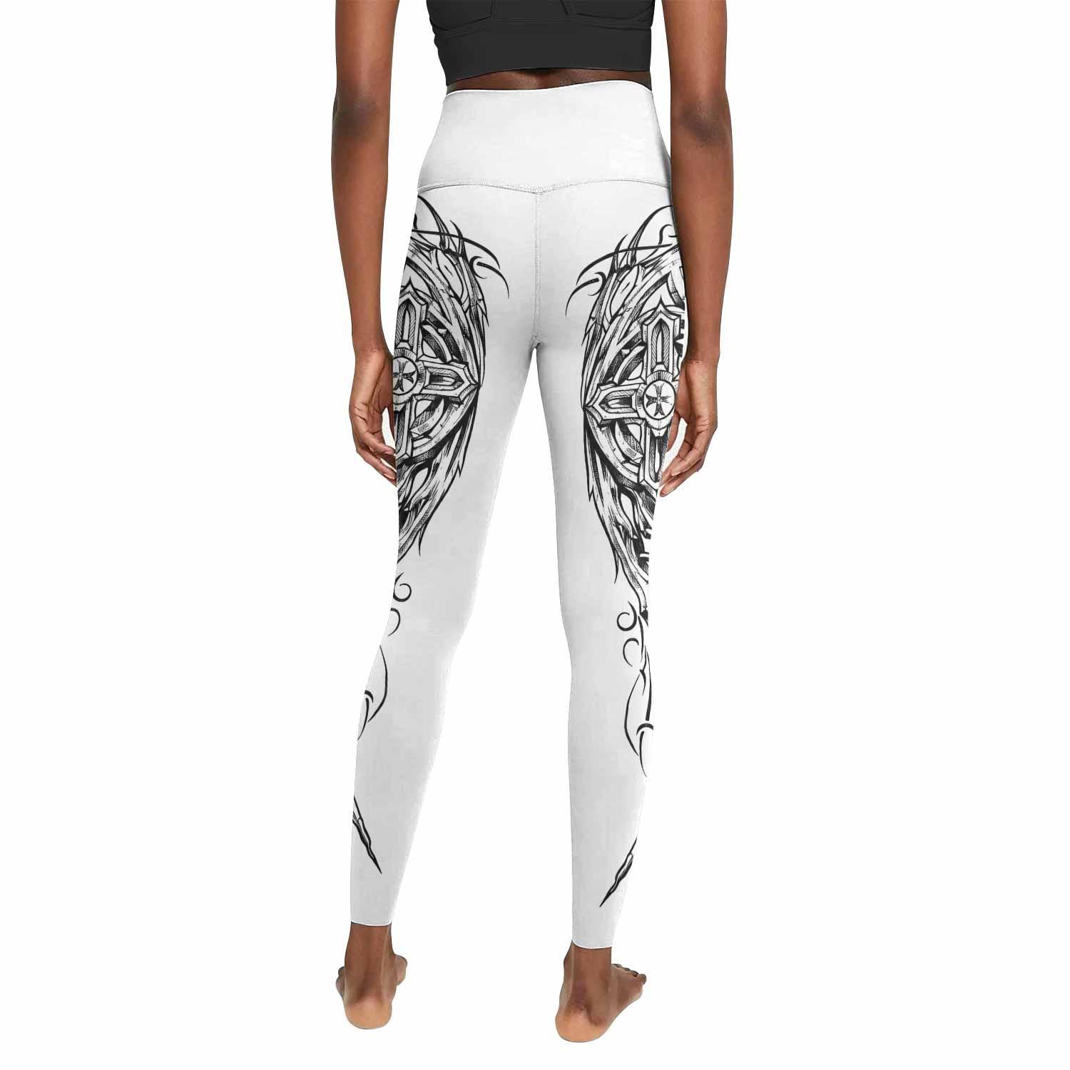 Angel Wings Cross Women's Leggings - back view mockup