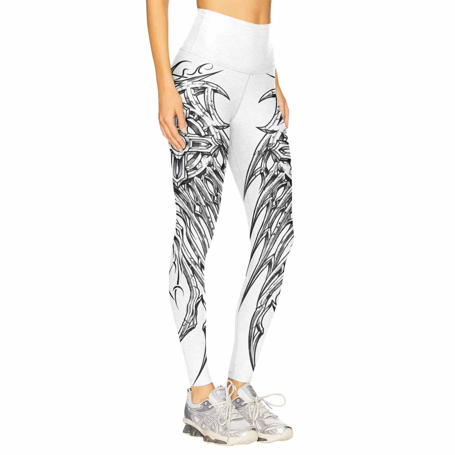 Angel Wings Cross Women's Leggings - right side mockup