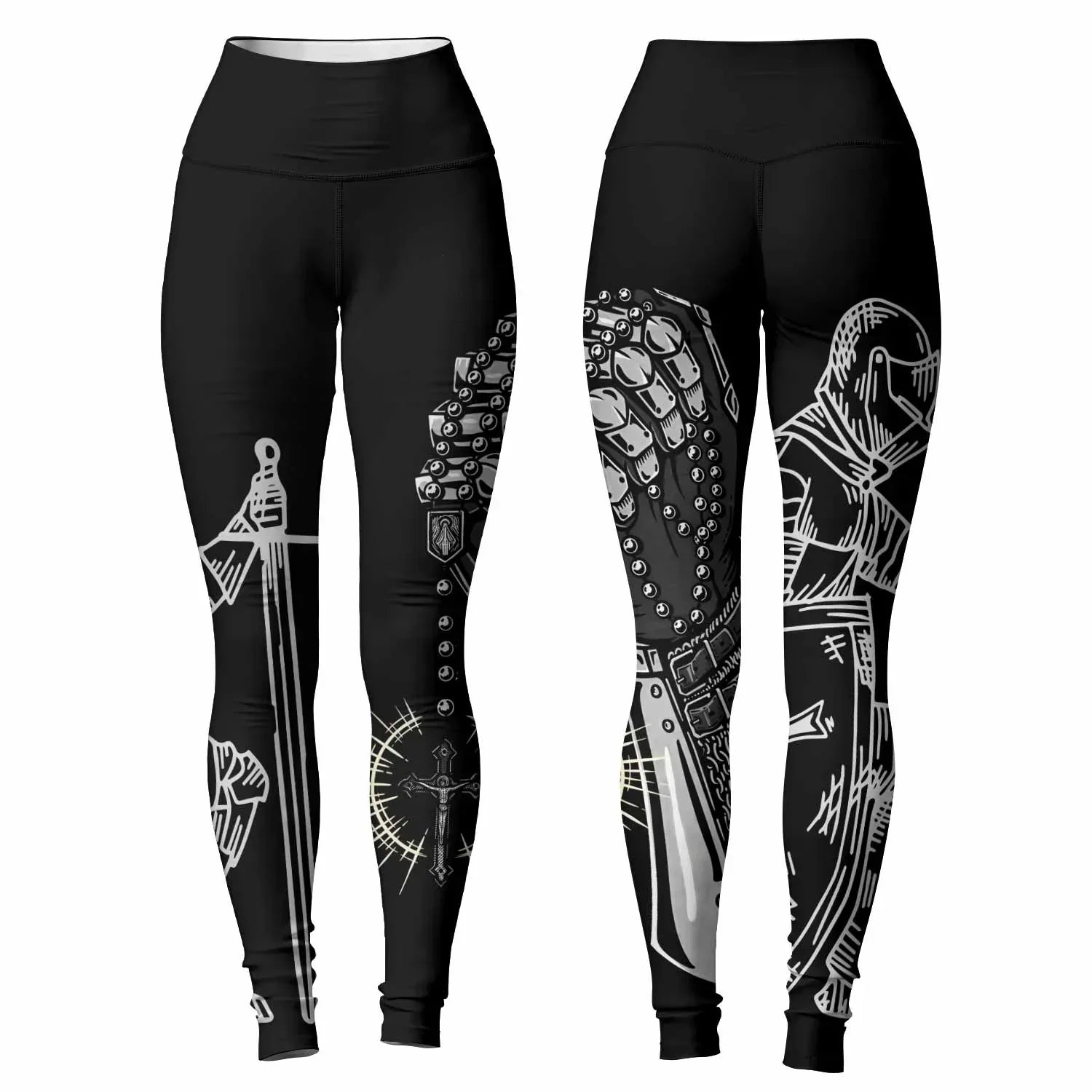 Give Me an Army Rosary Women's Leggings - front and back view