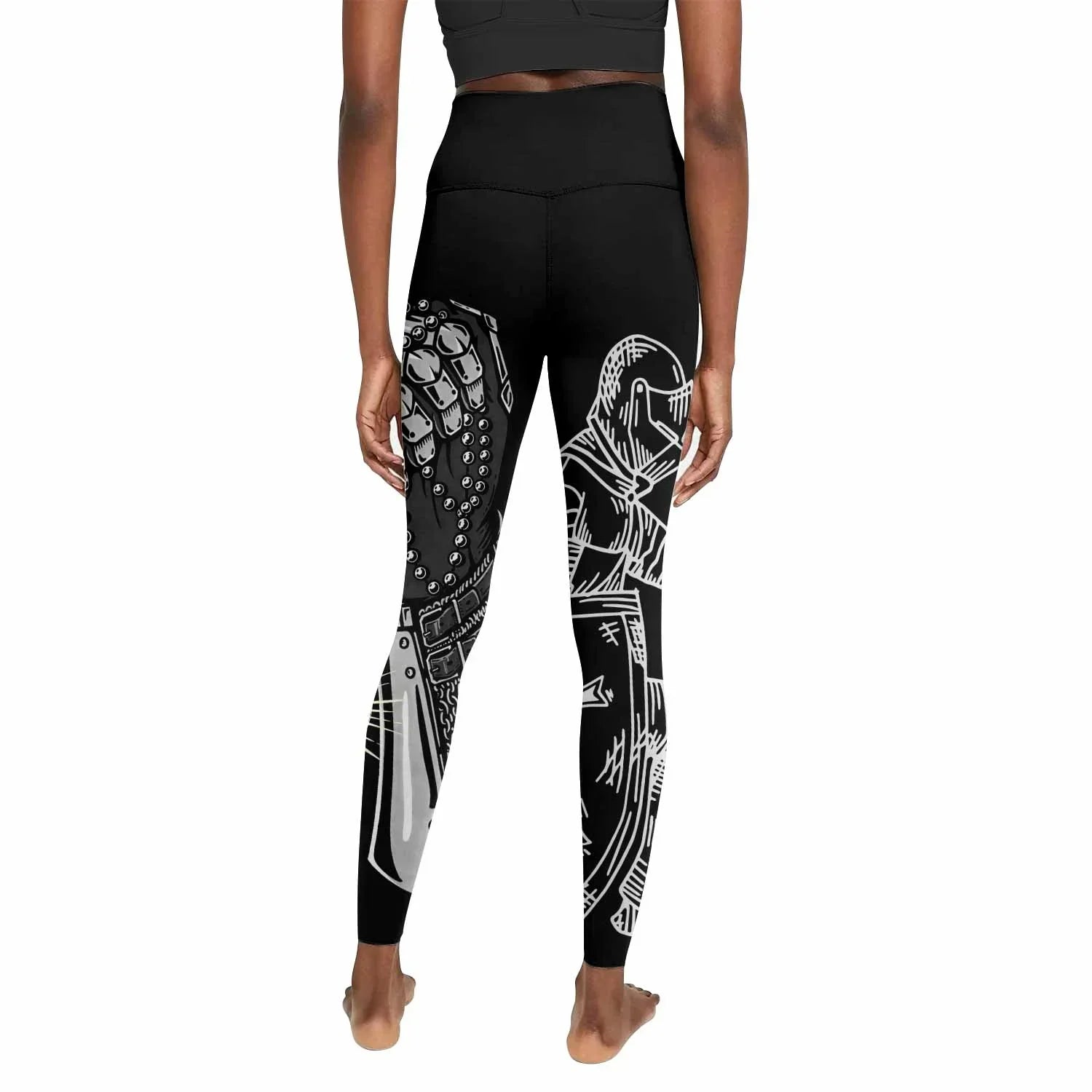 Give Me an Army Rosary Women's Leggings - back view mockup