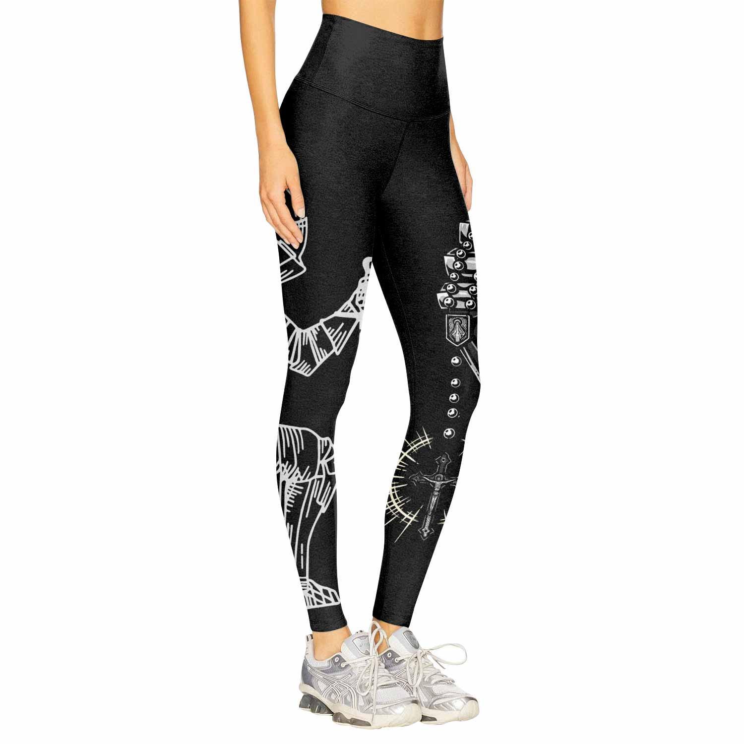 Give Me an Army Rosary Women's Leggings - right side mockup