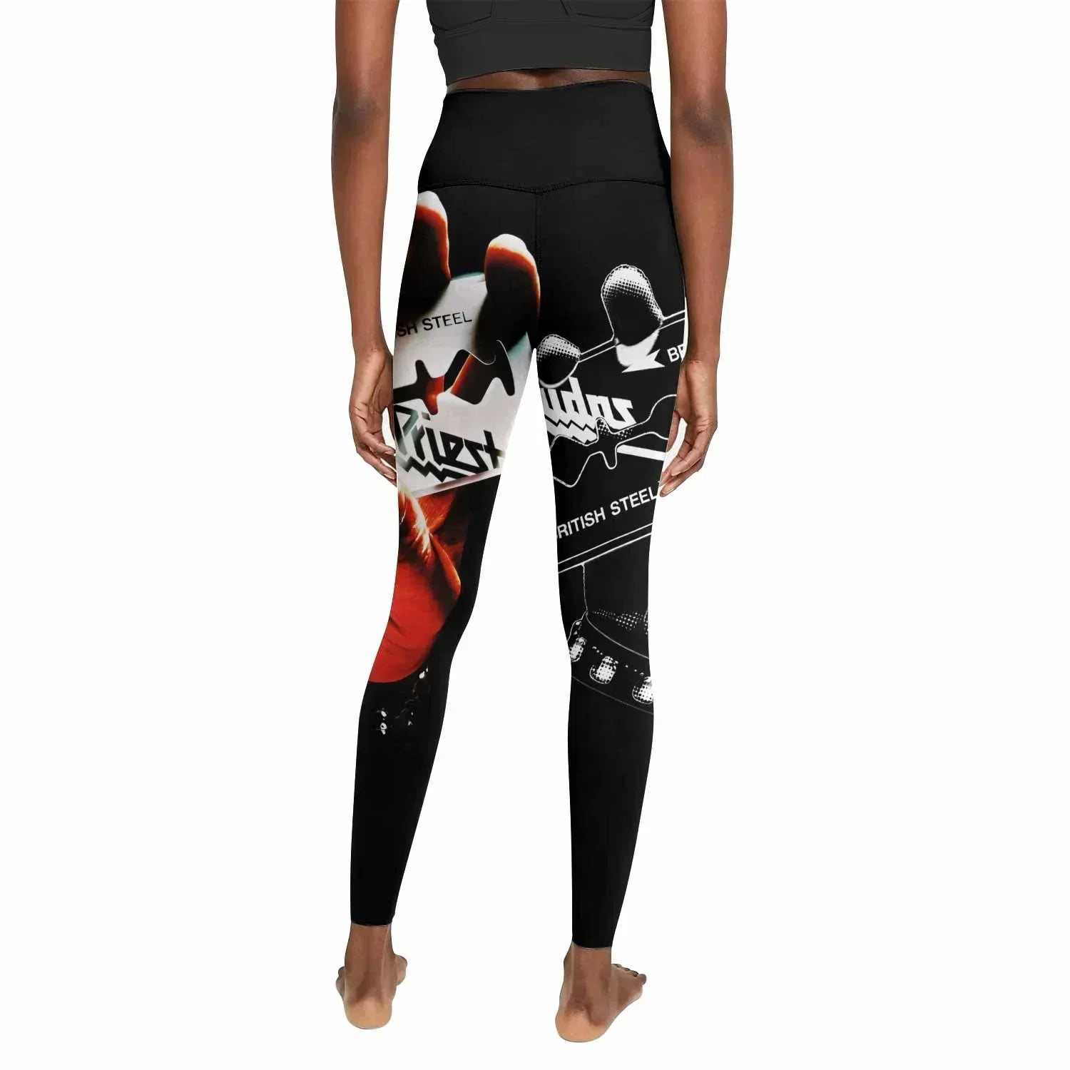 Judas Priest British Steel Women's Leggings - back view mockup