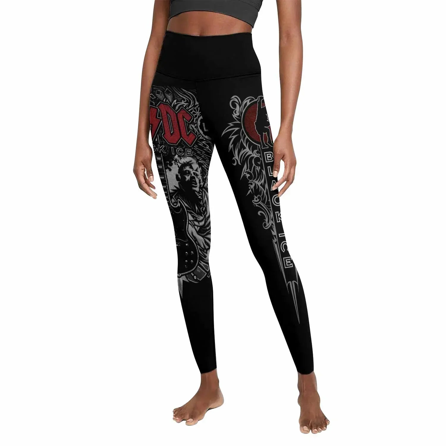AC/DC Black Ice Women's Leggings - front view mockup
