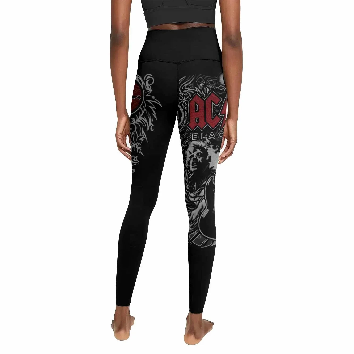 AC/DC Black Ice Women's Leggings - back view mockup