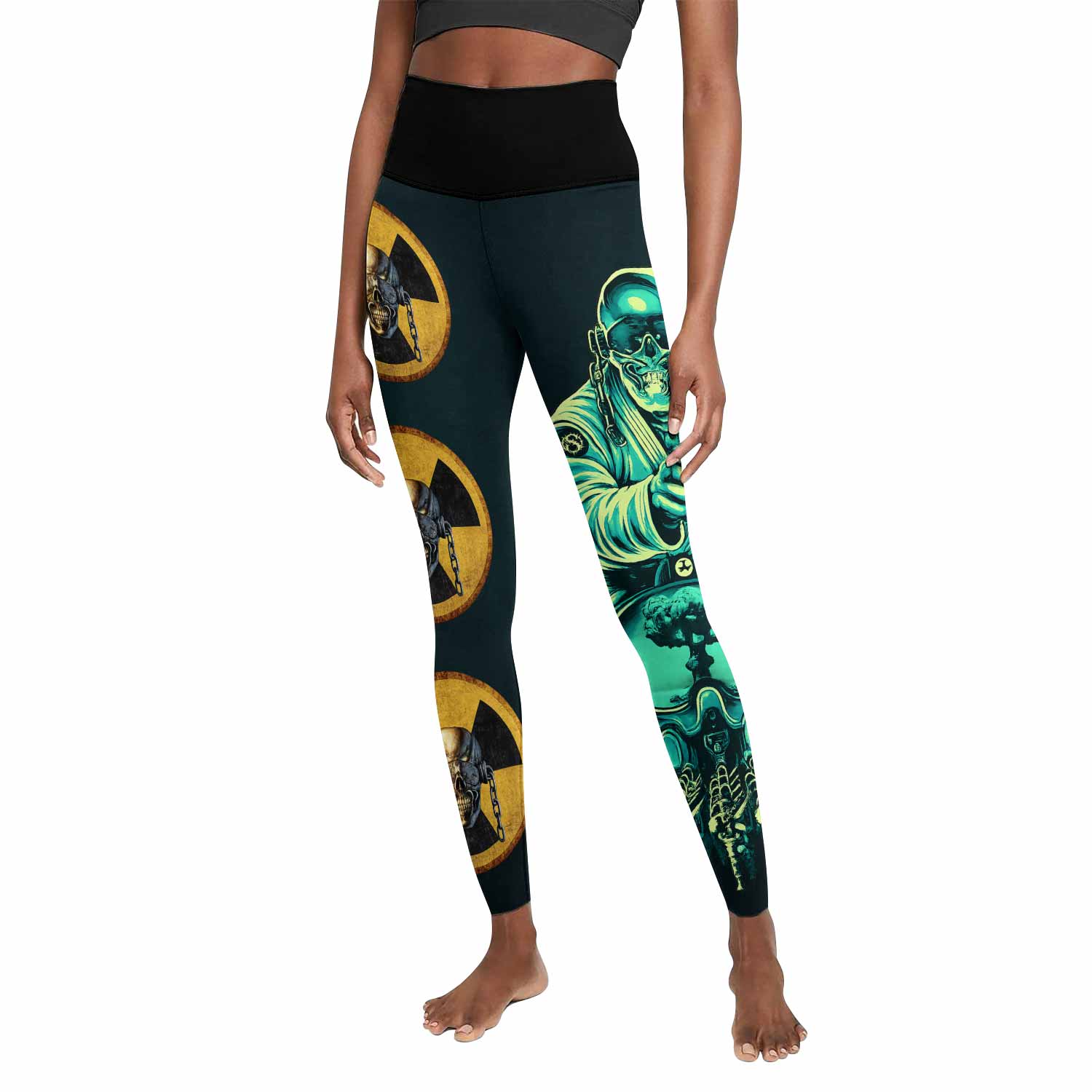 Megadeth Nuclear Skull Women's Leggings - front view mockup