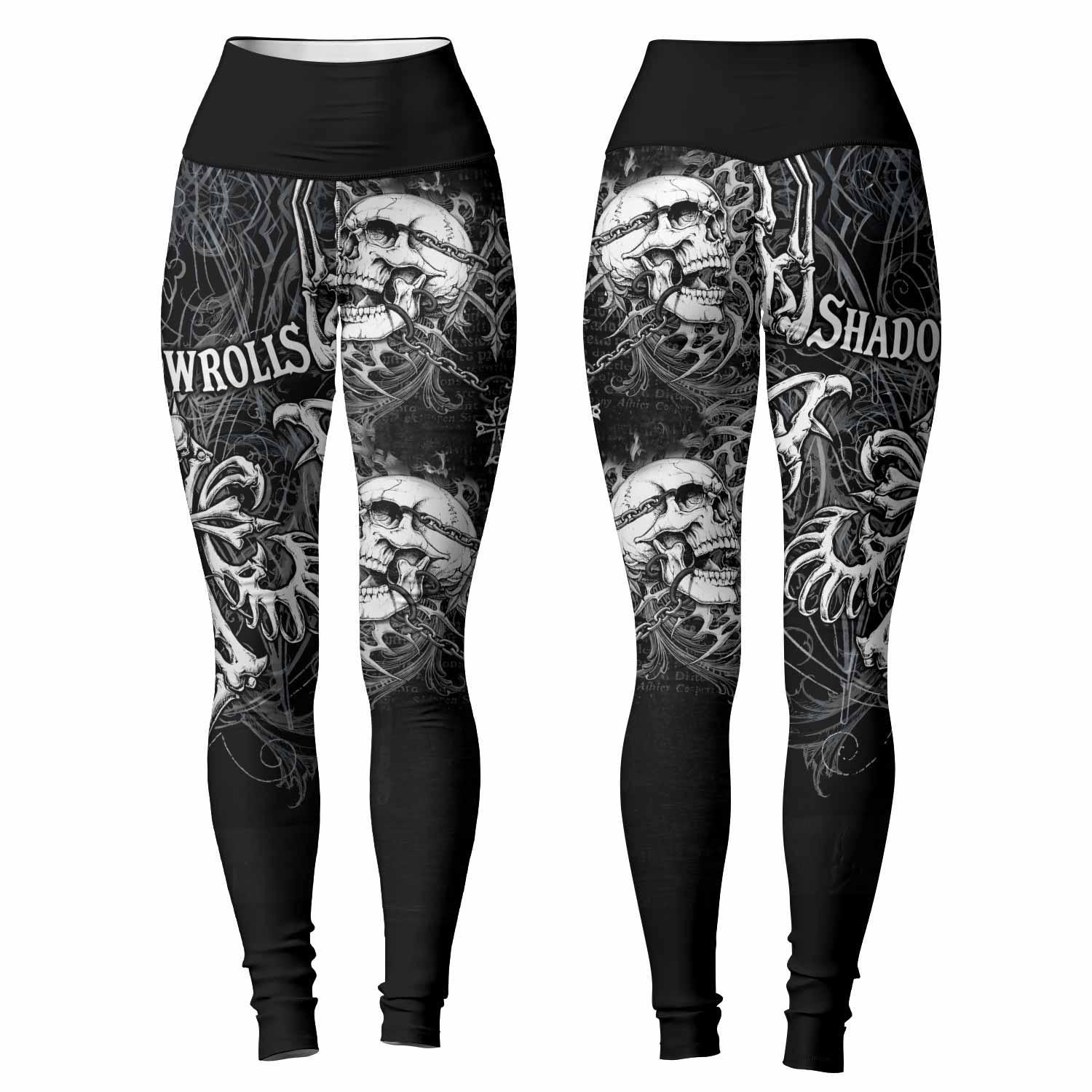 Shadowrolls Skull Cross Women's Leggings - front and back view