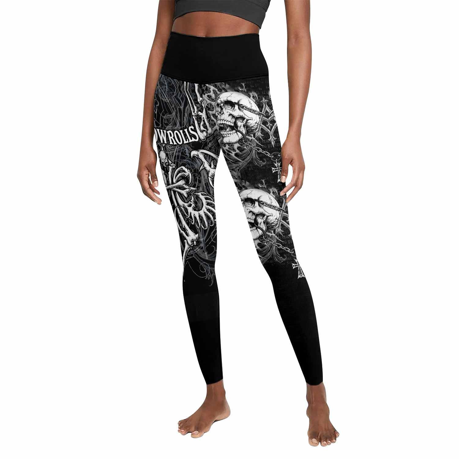 Shadowrolls Skull Cross Women's Leggings - front view mockup