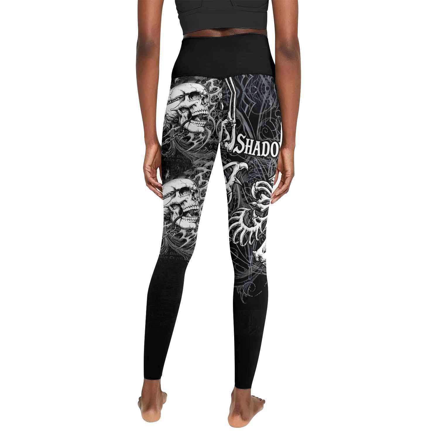Shadowrolls Skull Cross Women's Leggings - back view mockup