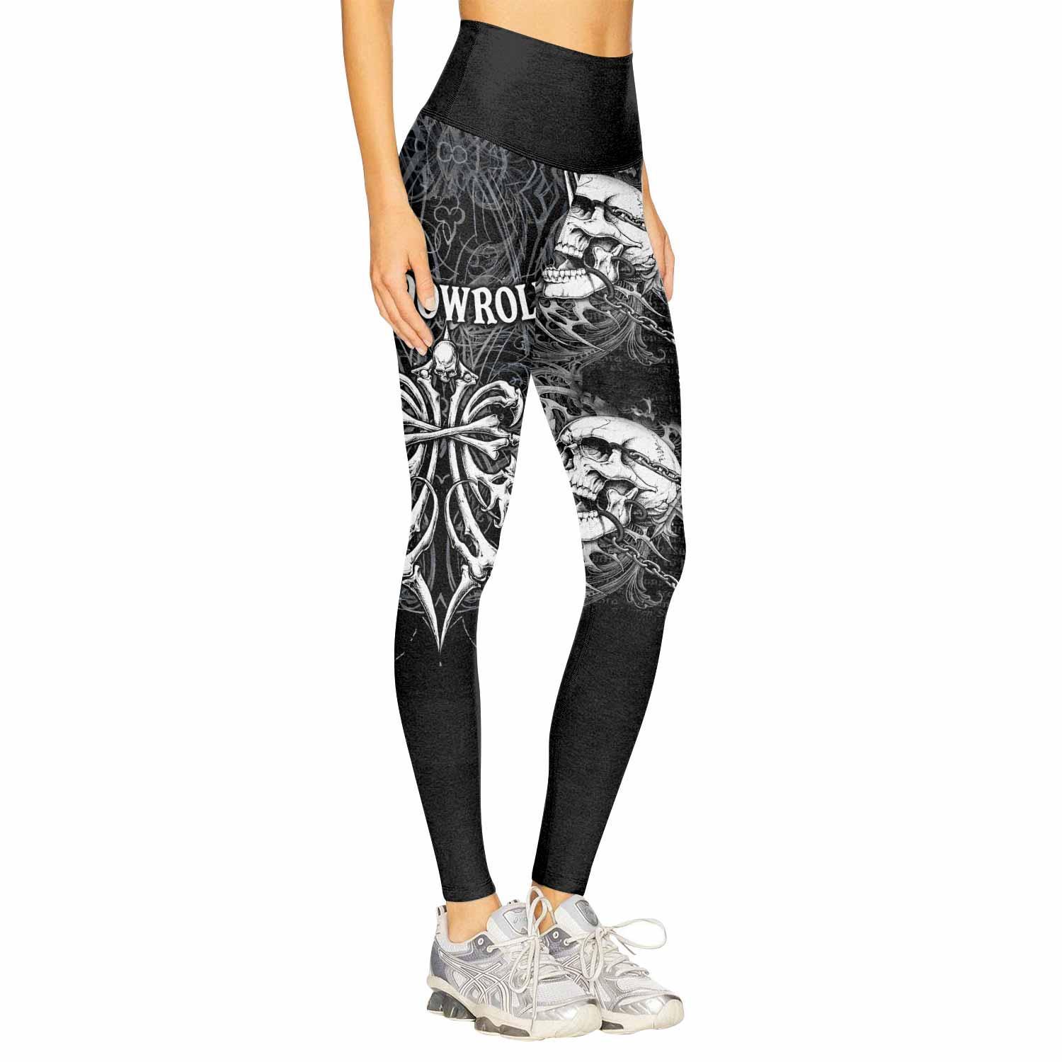 Shadowrolls Skull Cross Women's Leggings - right side mockup