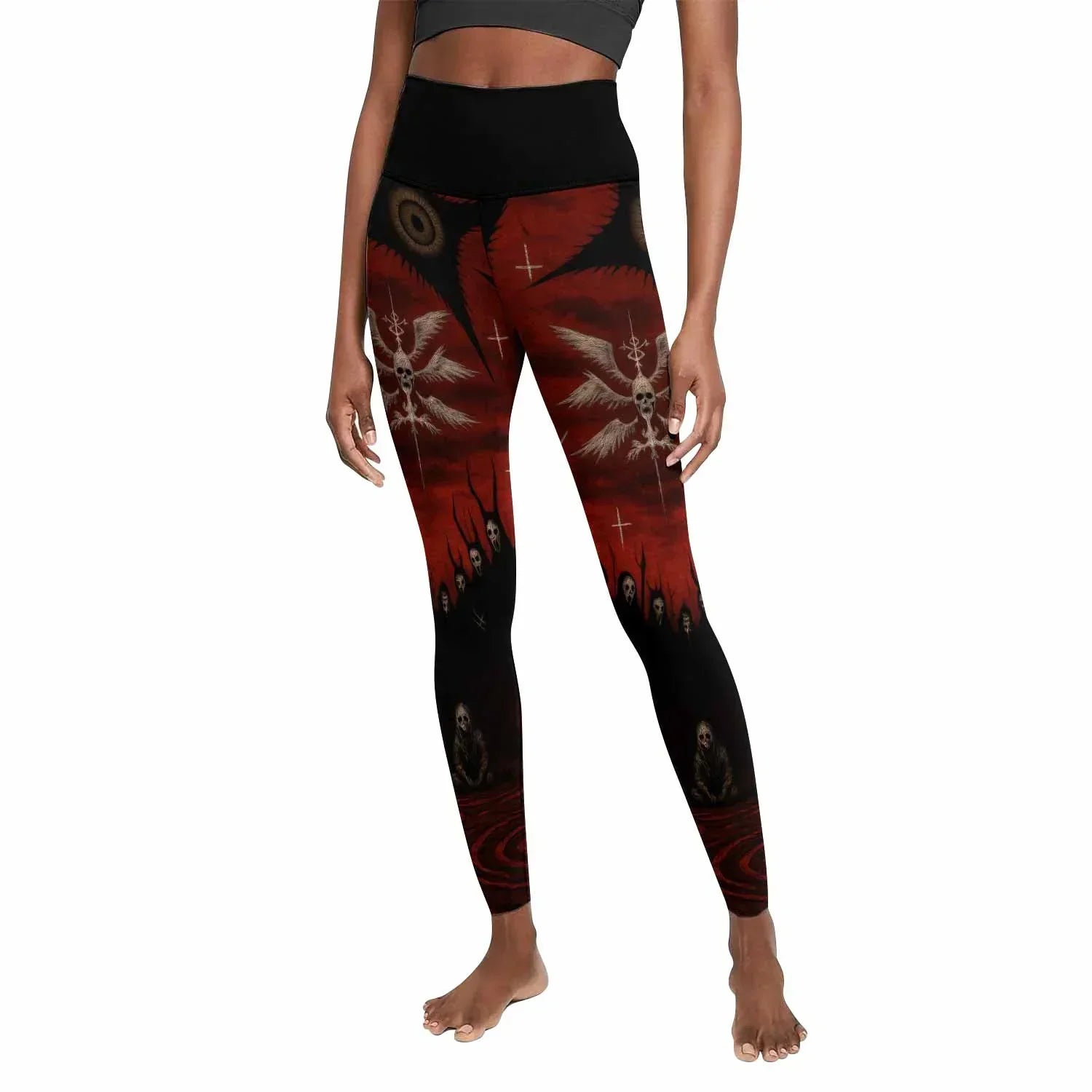 Occult Fallen Seraph Ritual Women's Leggings - front view mockup