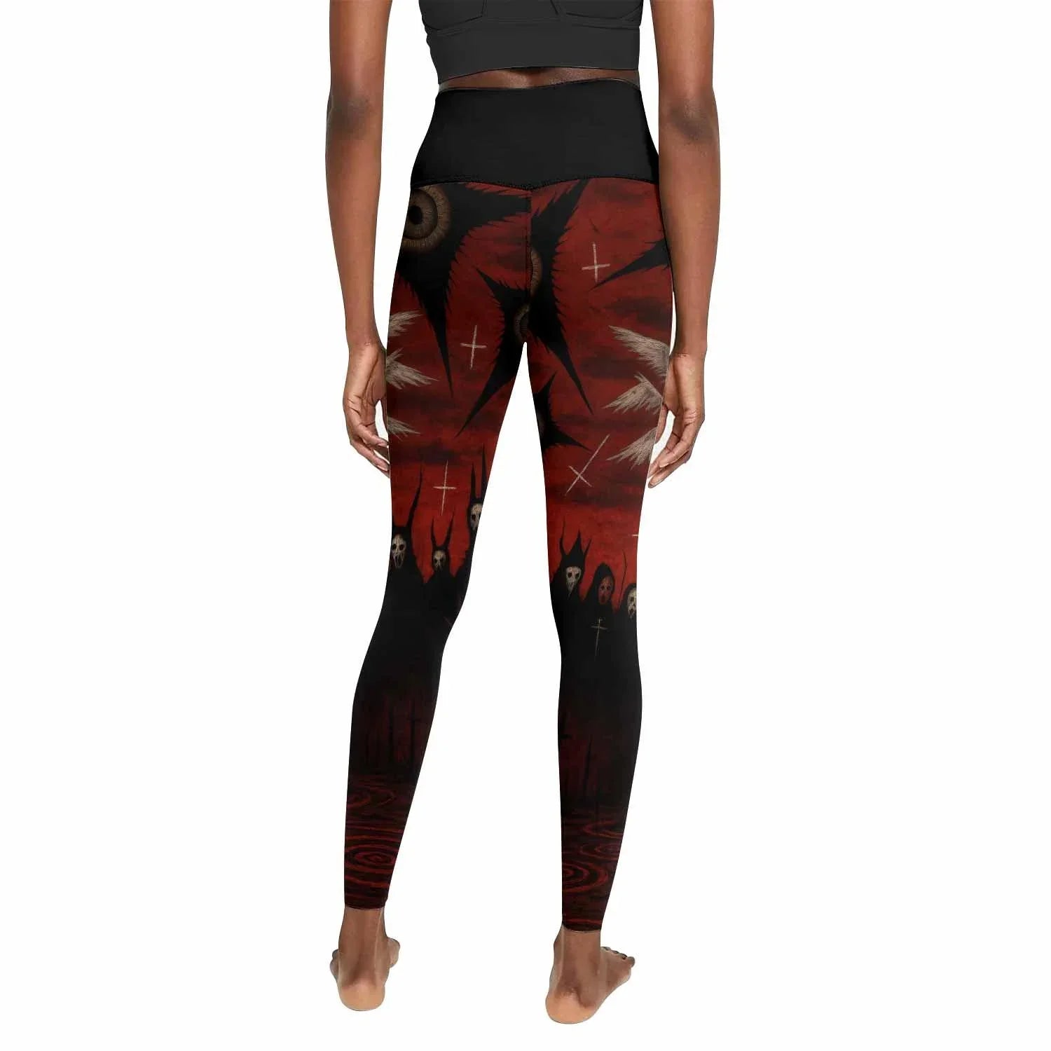 Occult Fallen Seraph Ritual Women's Leggings - back view mockup