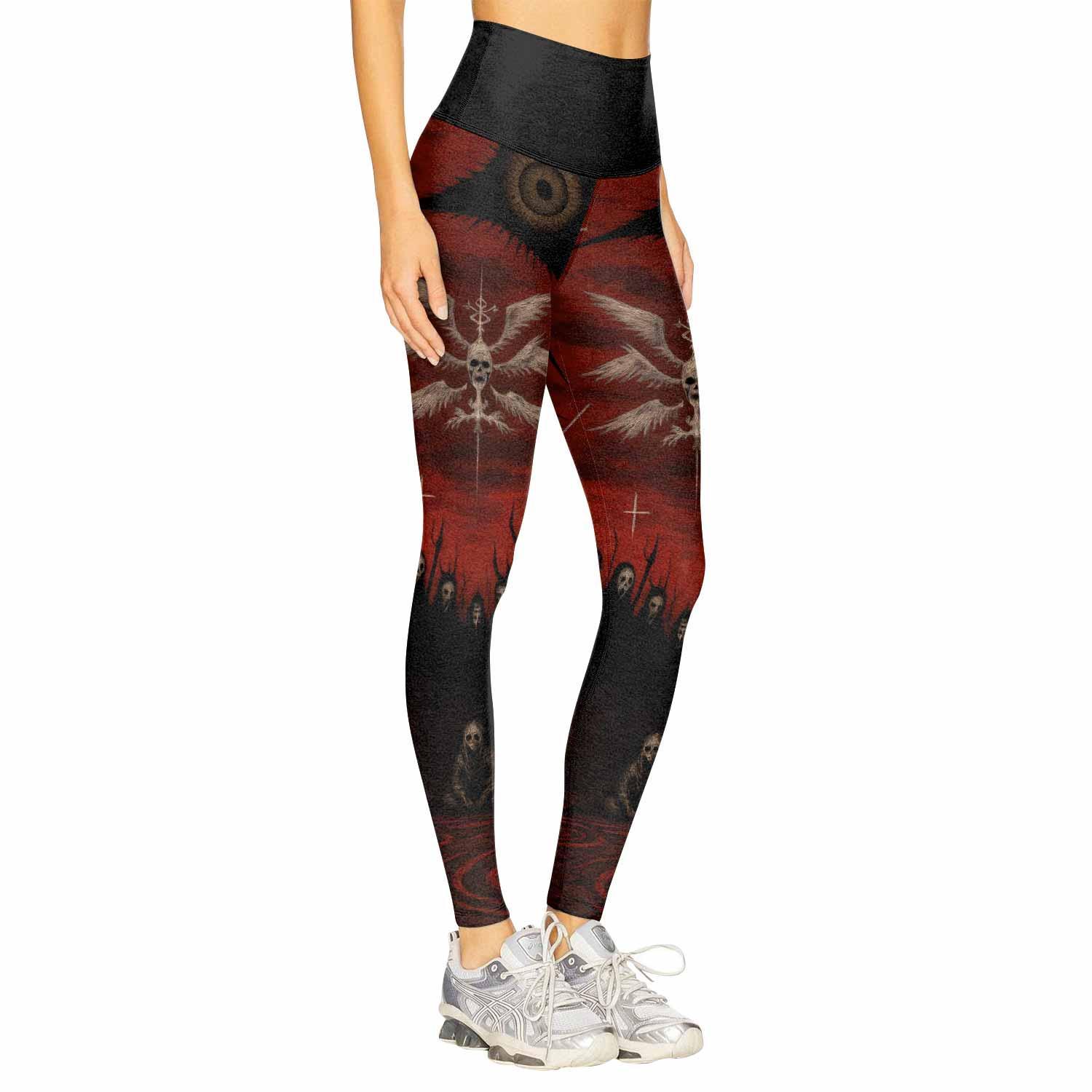 Occult Fallen Seraph Ritual Women's Leggings - right side mockup