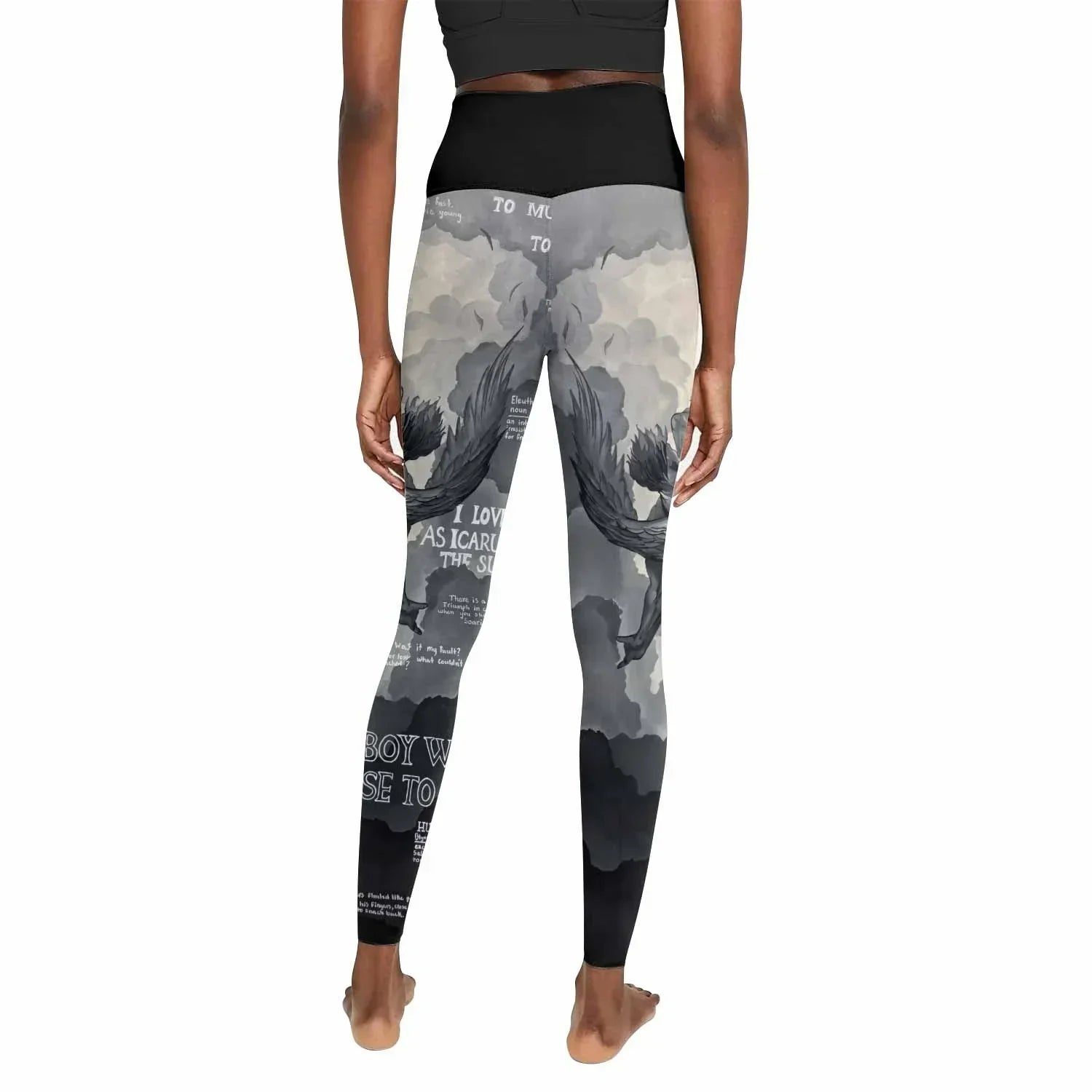 Icarus Too Close To The Sun Women's Leggings - back view mockup