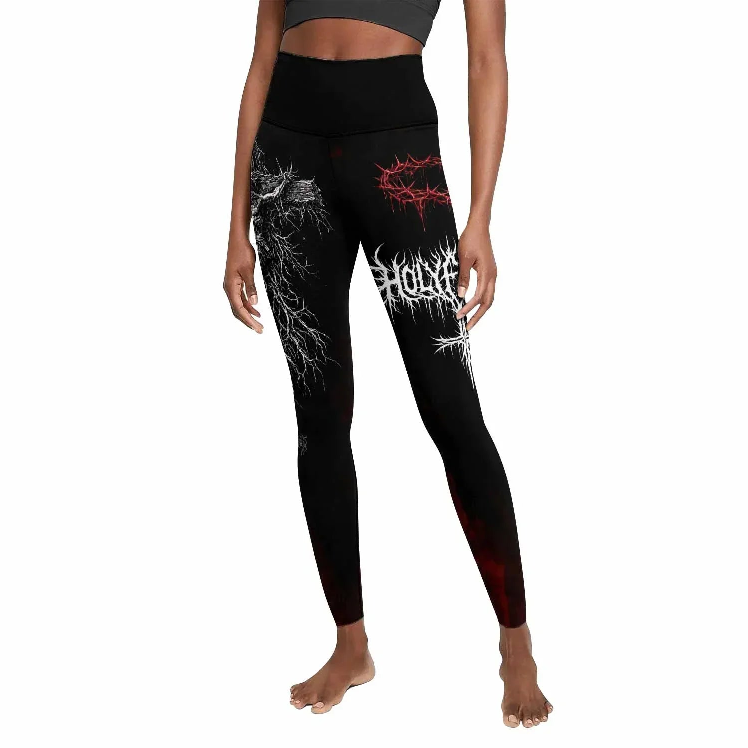 Holy Flesh Crown of Thorns Women's Leggings - front view mockup