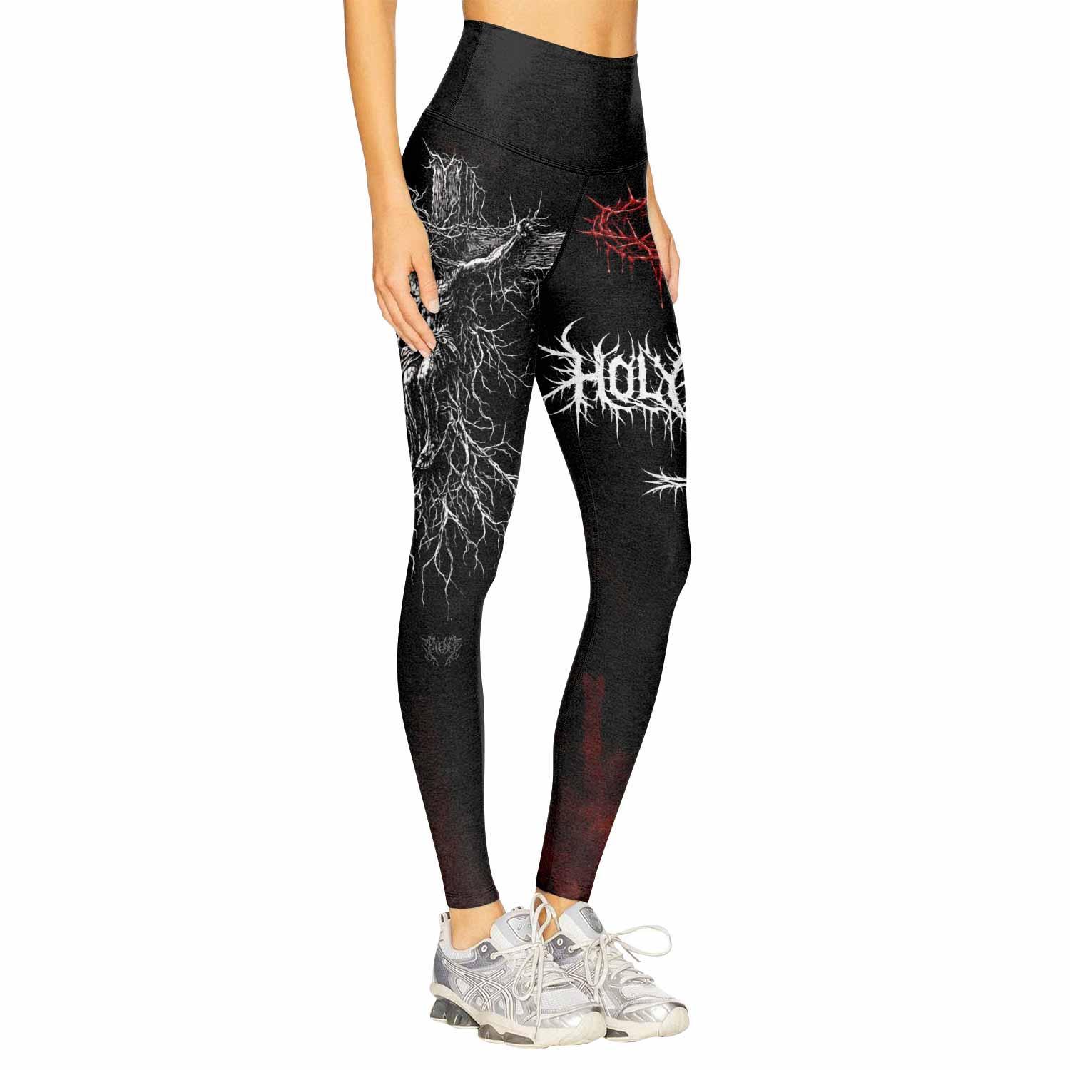 Holy Flesh Crown of Thorns Women's Leggings - right side mockup