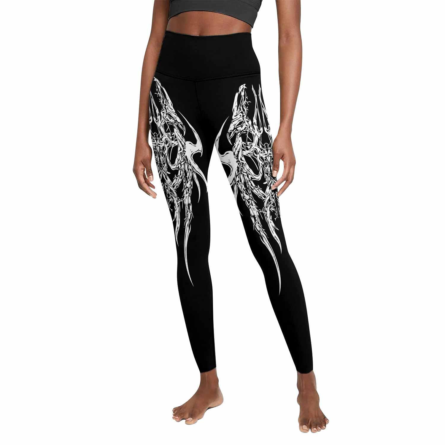 Gothic Bone Skull Women's Leggings - front view mockup