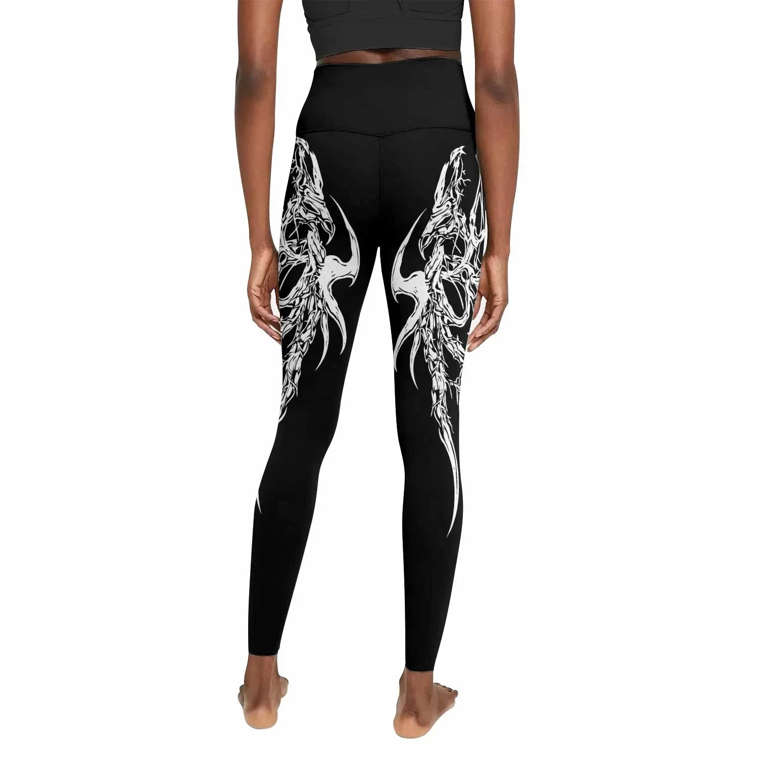 Gothic Bone Skull Women's Leggings - back view mockup