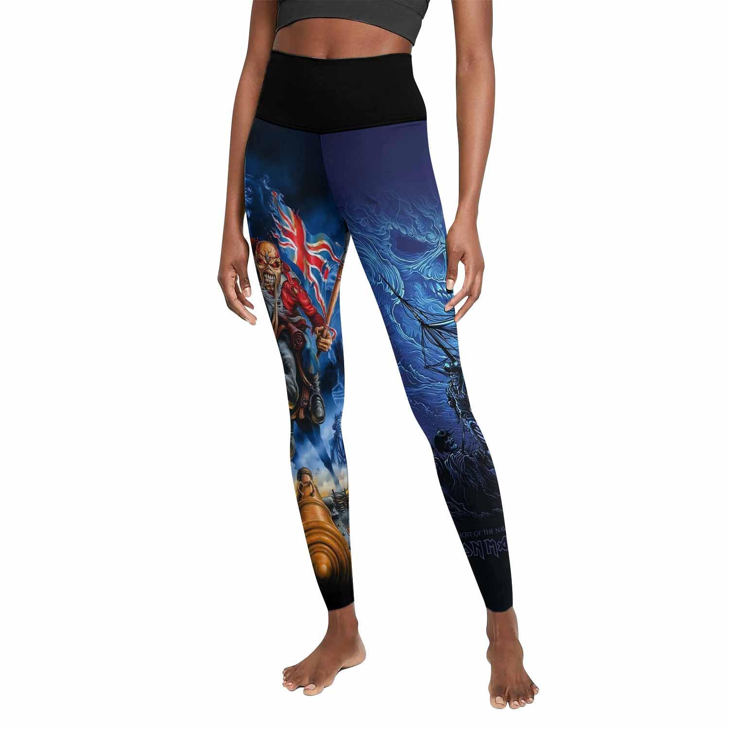 Iron Maiden England Flag Women's Leggings - front view mockup