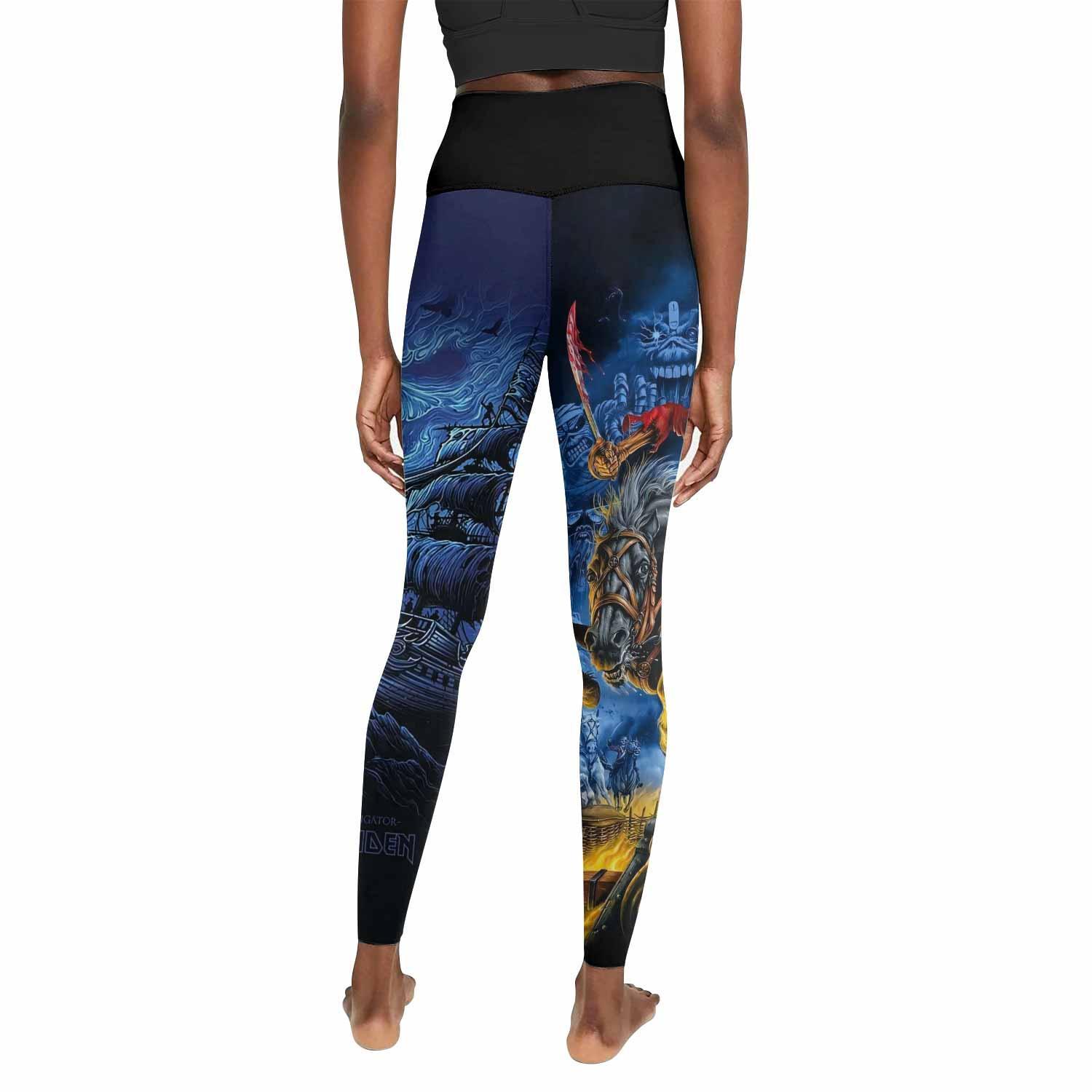 Iron Maiden England Flag Women's Leggings - back view mockup