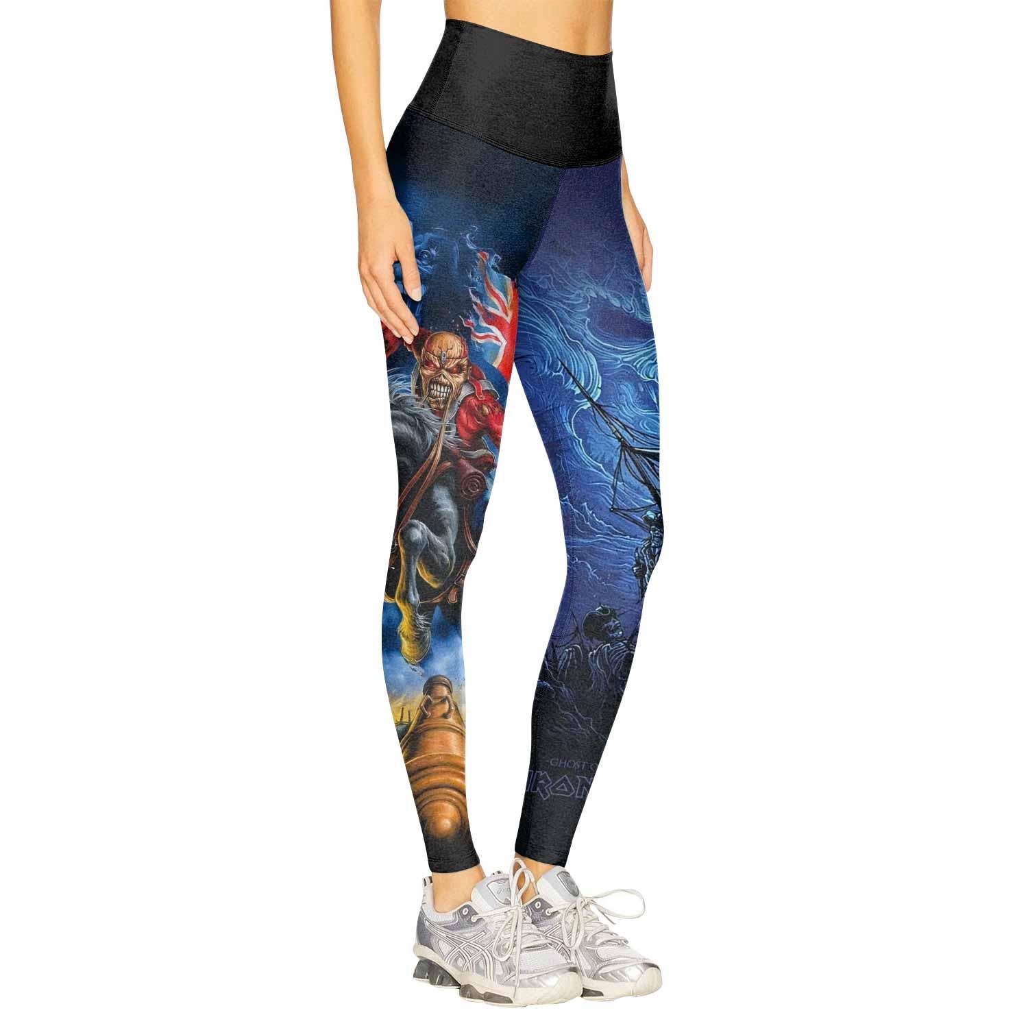 Iron Maiden England Flag Women's Leggings - right side mockup