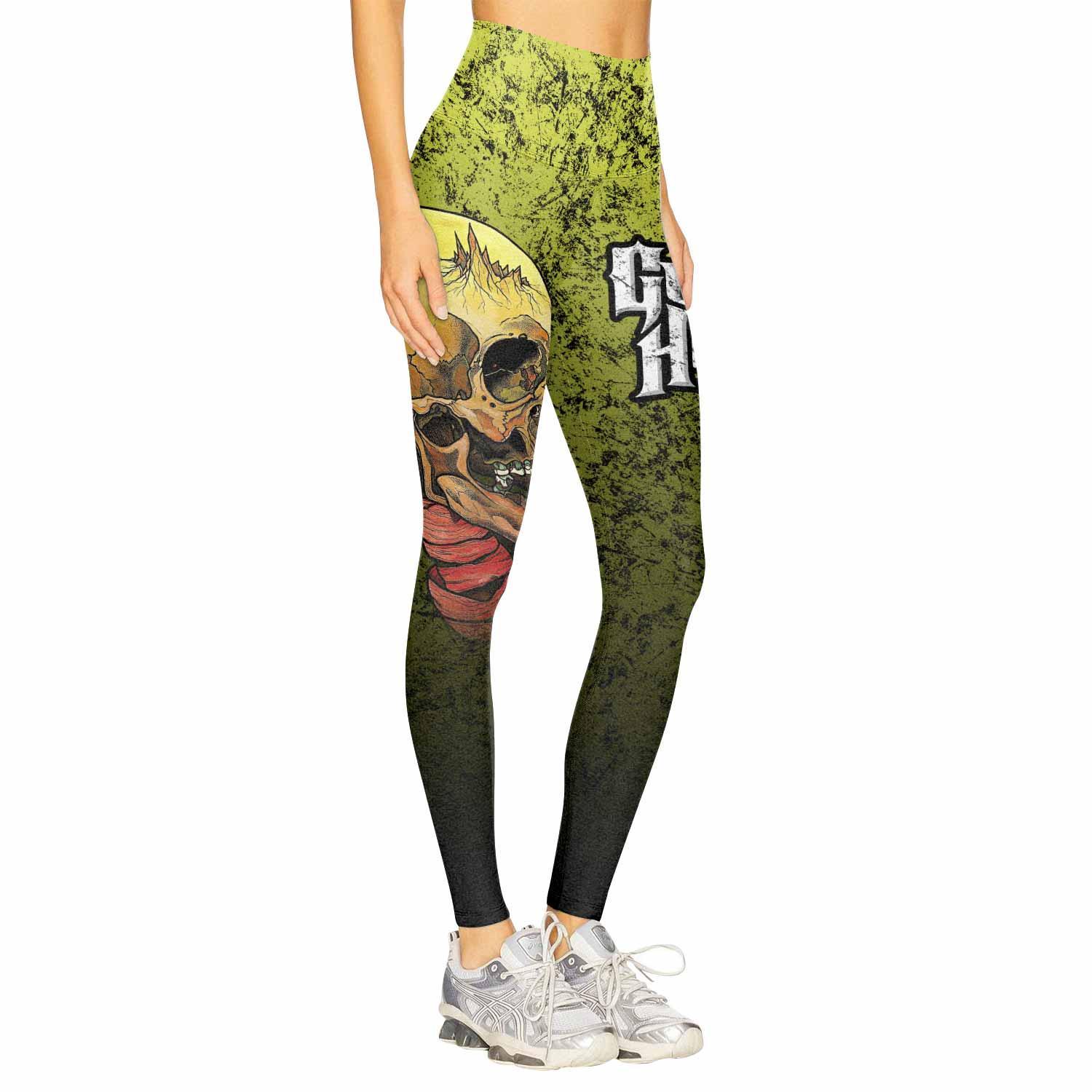 Guitar Hero Skull Women's Leggings - right side mockup