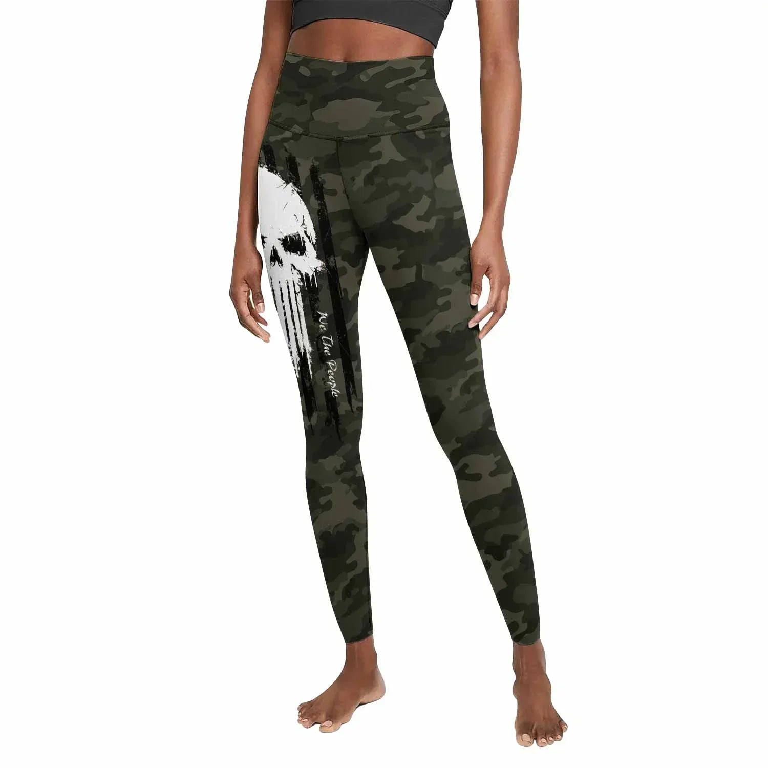 The Punisher Skull We The People Women's Leggings - front view mockup
