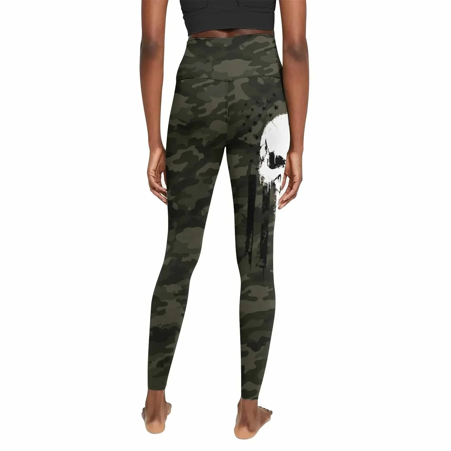 The Punisher Skull We The People Women's Leggings - back view mockup