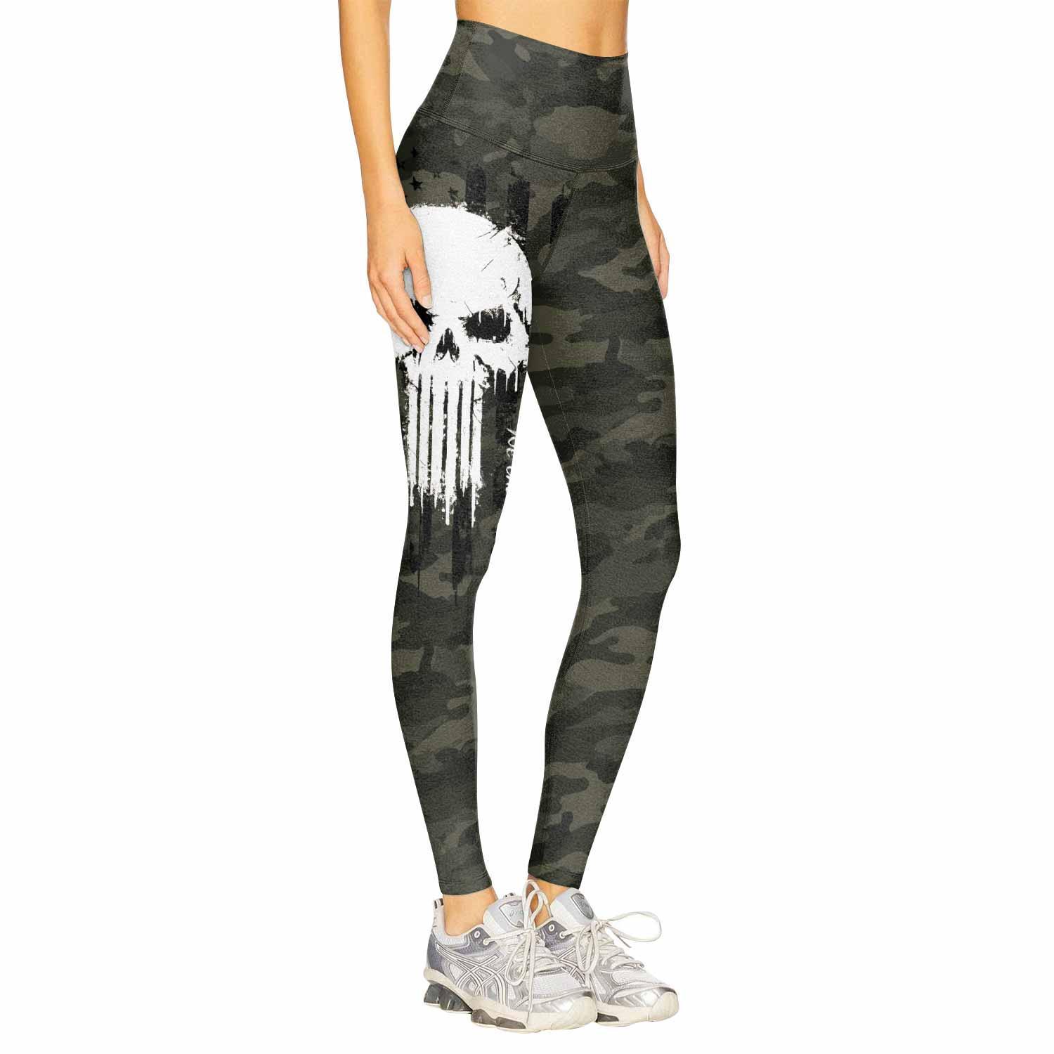 The Punisher Skull We The People Women's Leggings - right side mockup