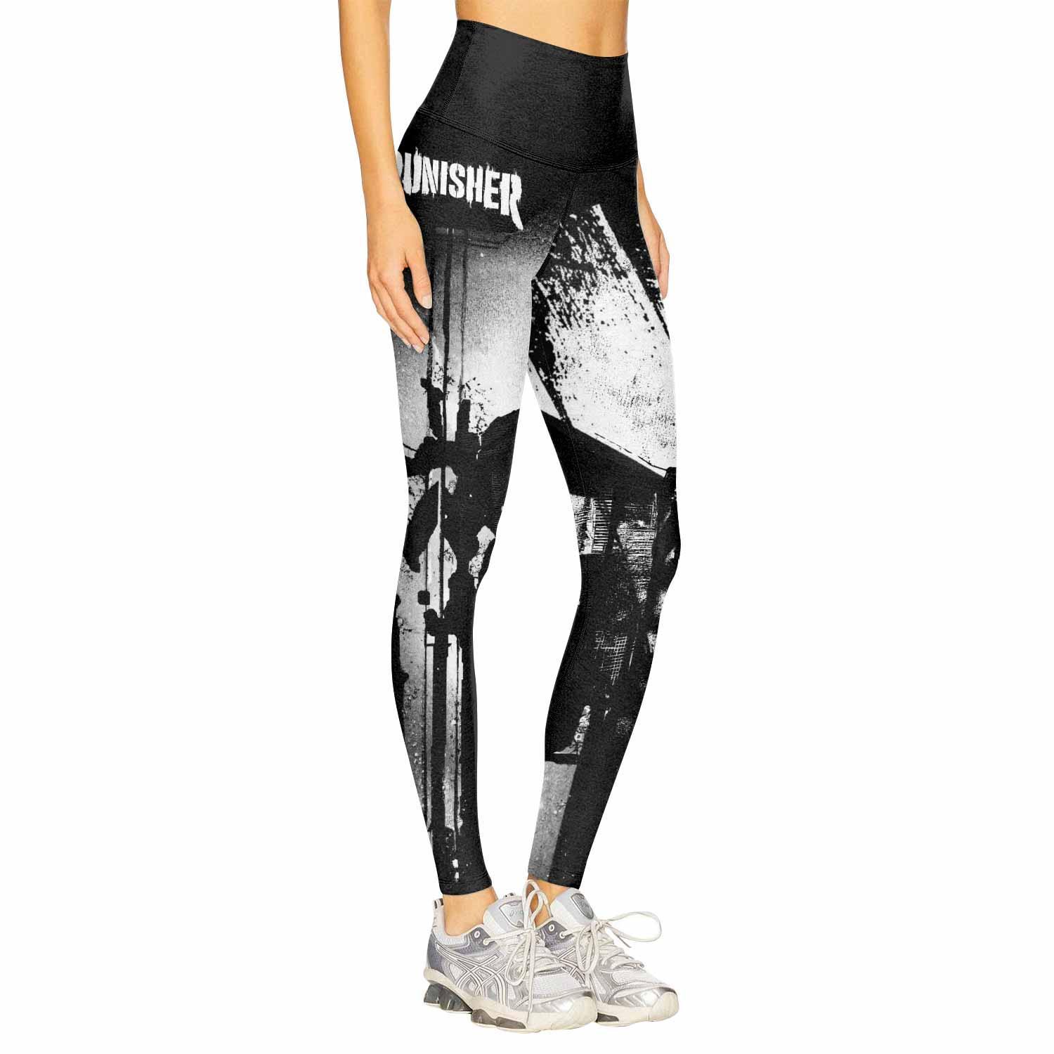 The Punisher Skull Camouflage Women's Leggings - right side mockup