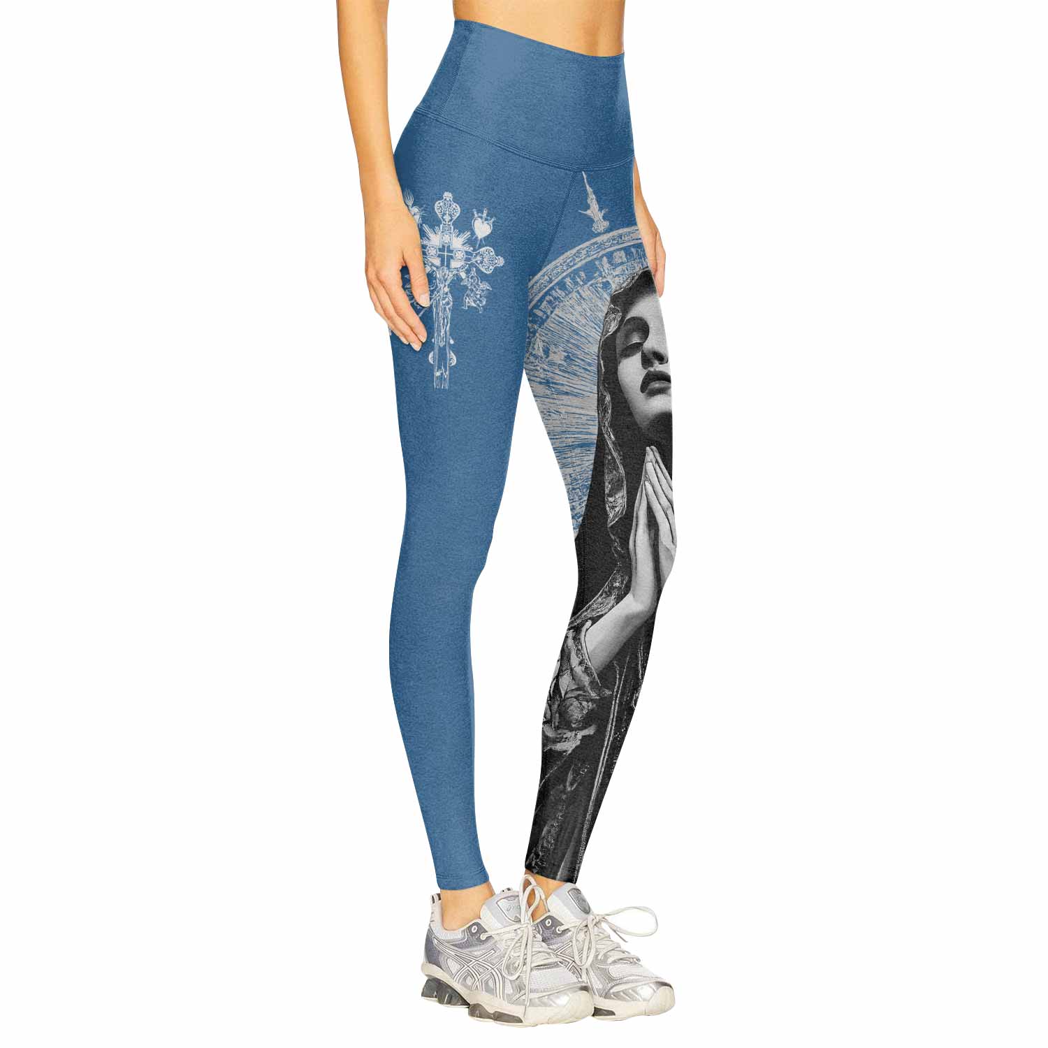 Our Lady of Sorrows Women's Leggings - right side mockup