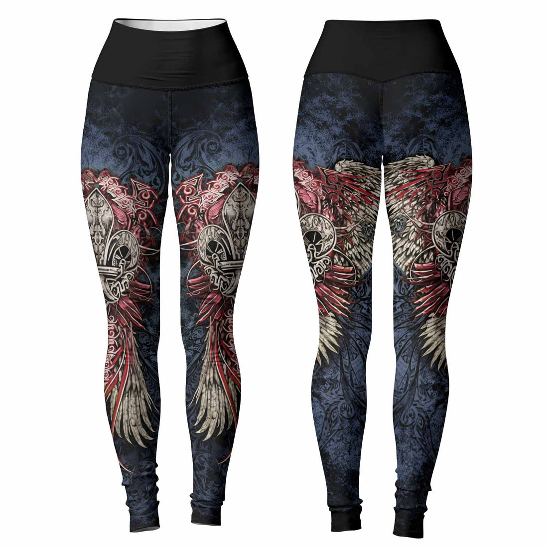 Metallic Embossed Angel Women's Leggings - lifestyle view