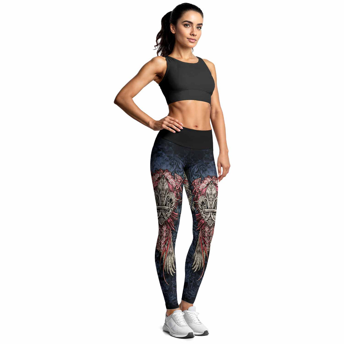 Metallic Embossed Angel Women's Leggings - lifestyle view