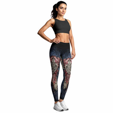 Metallic Embossed Angel Women's Leggings - lifestyle view
