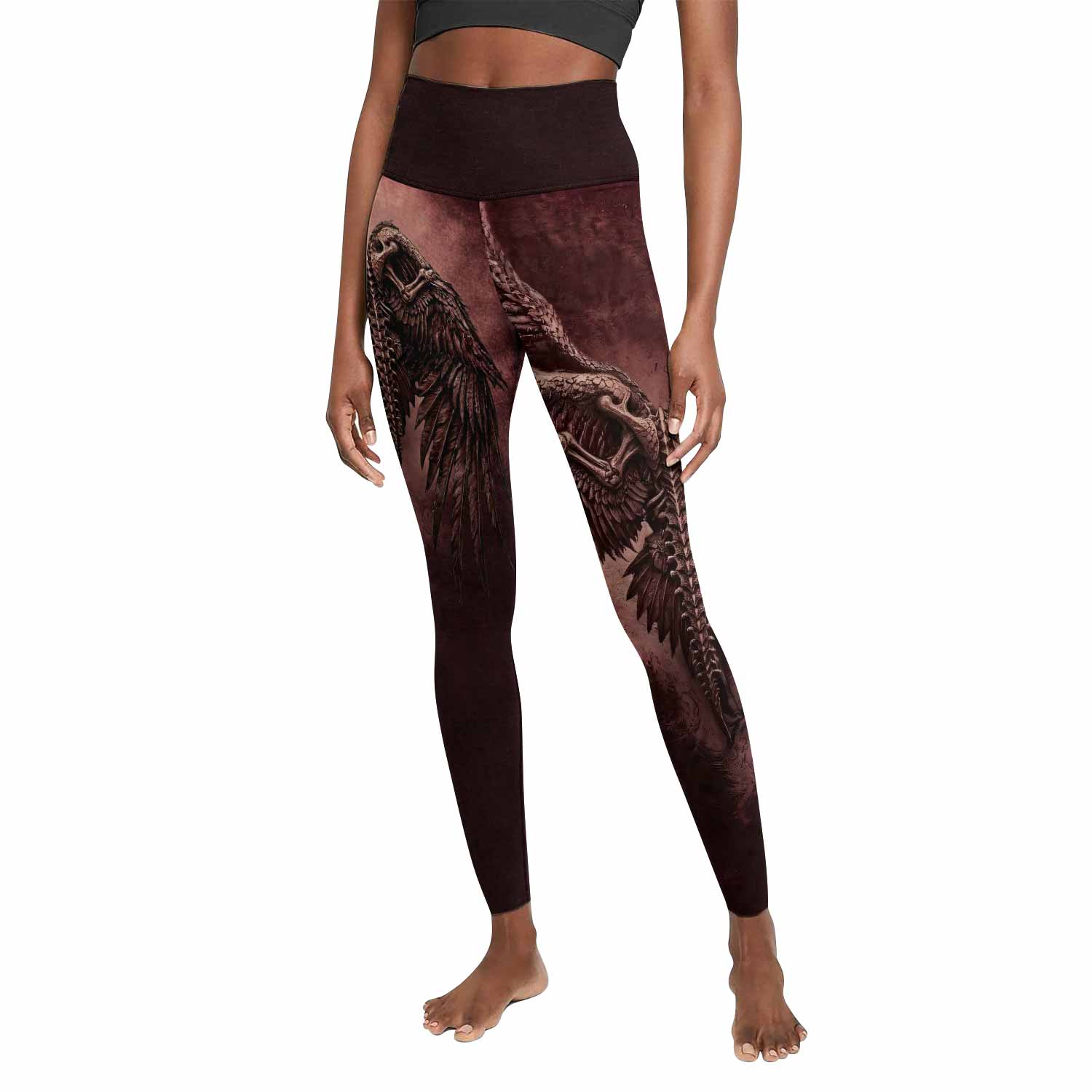 Bones of Grace Dark Angel Women's Leggings - front view mockup