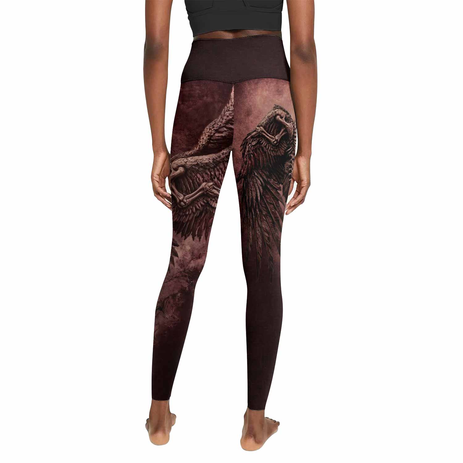 Bones of Grace Dark Angel Women's Leggings - back view mockup
