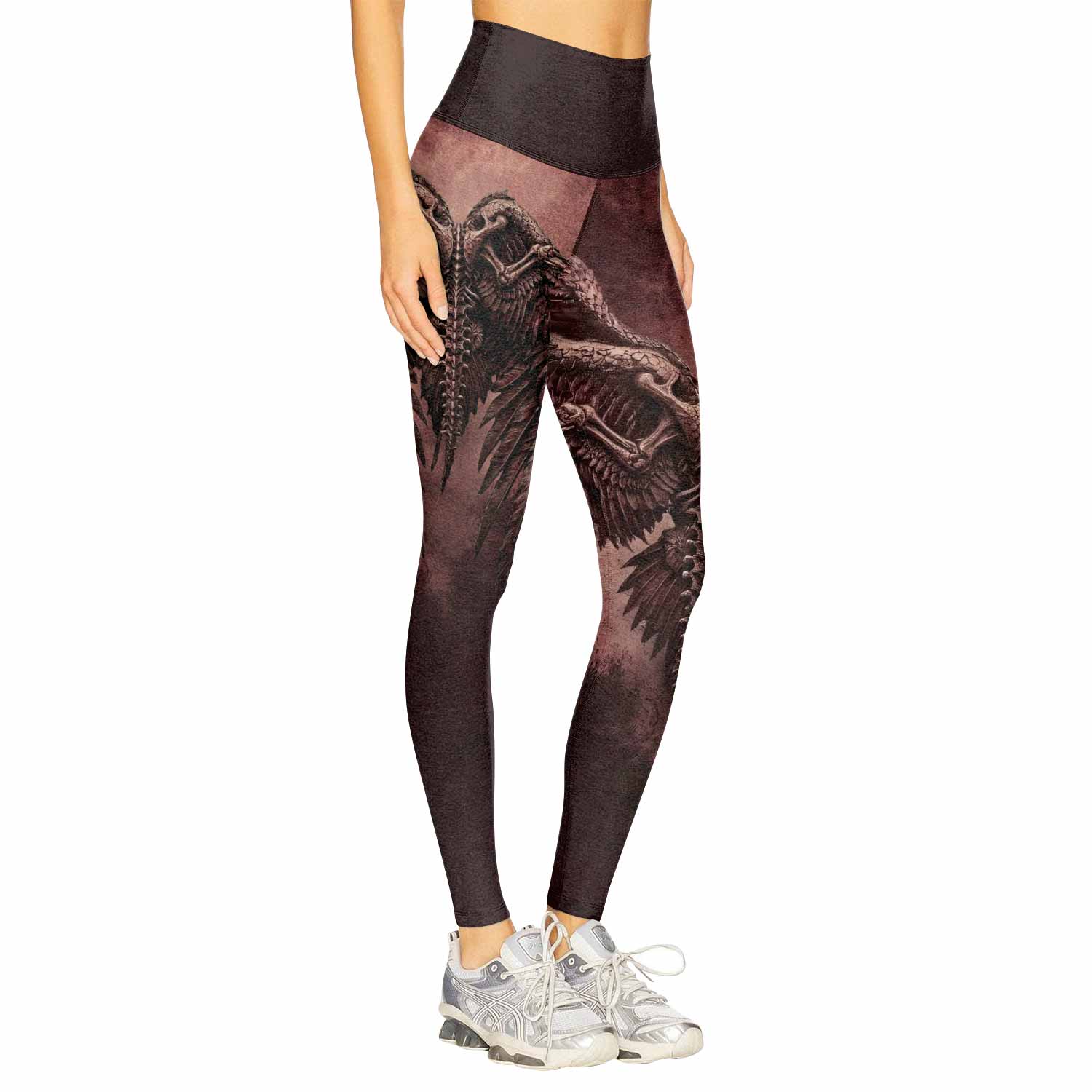 Bones of Grace Dark Angel Women's Leggings - right side mockup