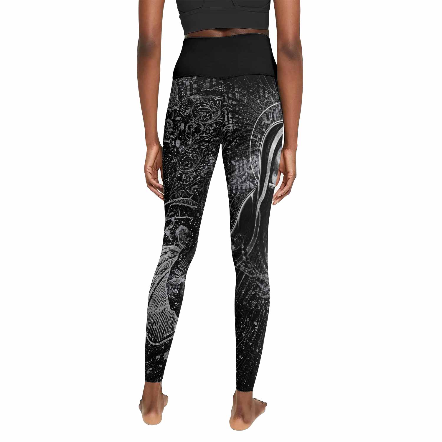 Virgin Mary Women's Leggings - back view mockup